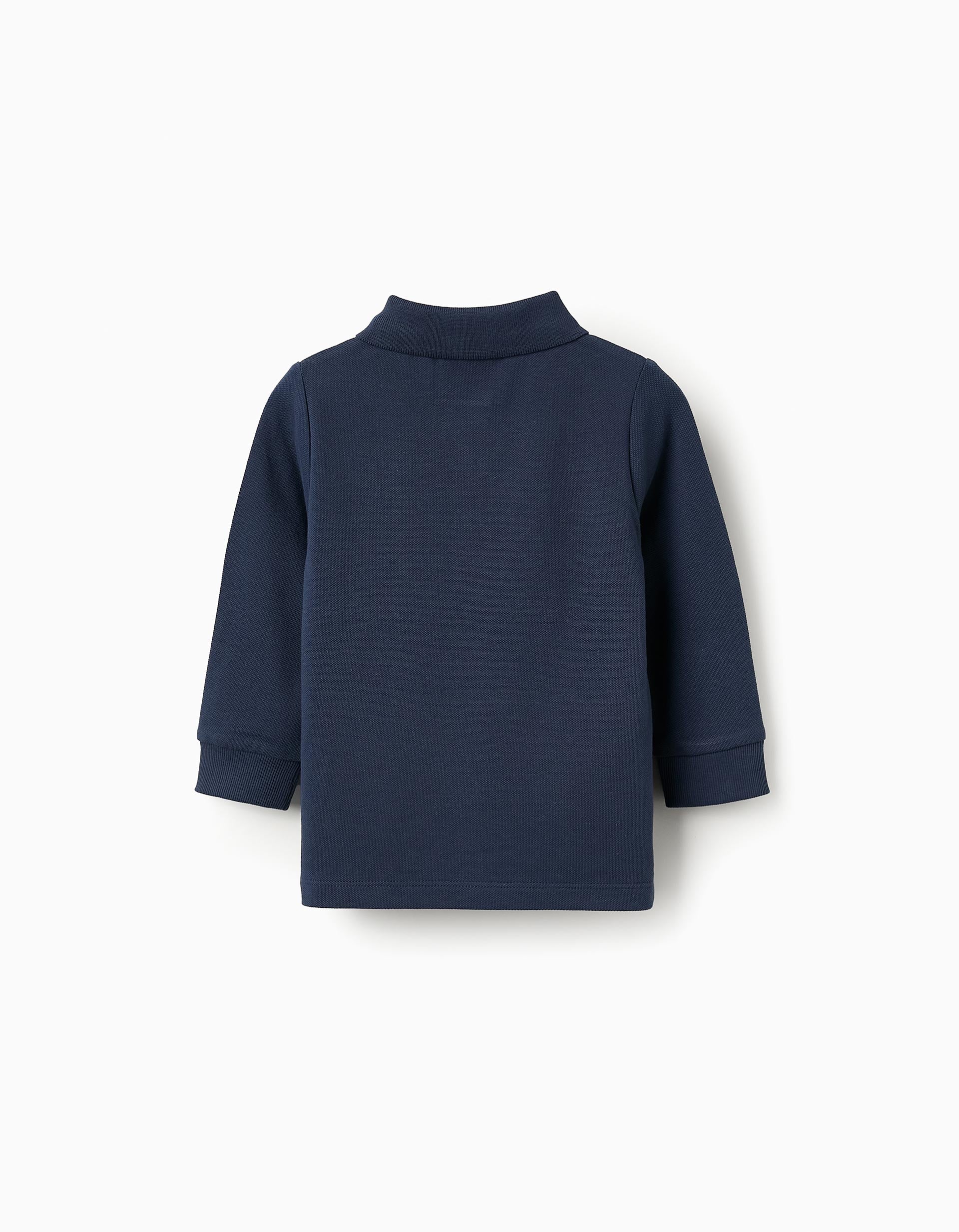 Long Sleeve Polo Shirt for Baby Boys, Dark Blue