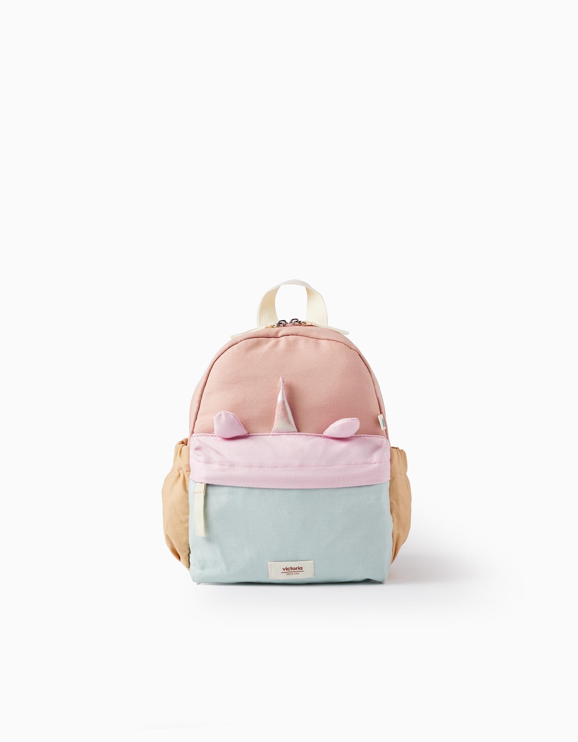 Mochila de Algodón Unicornio para Niñas 'Victoria', Azul/Rosa/Beige