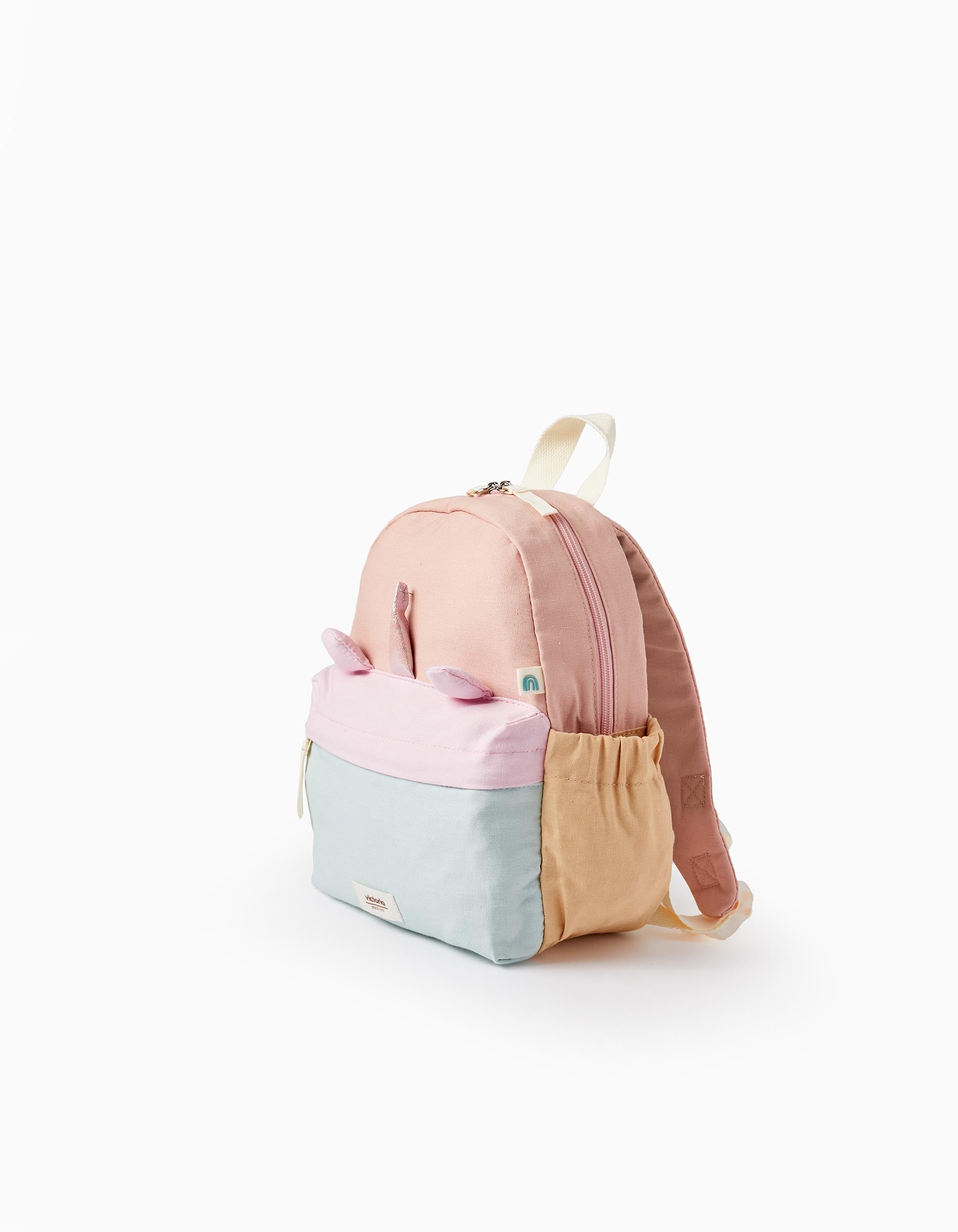 Mochila de Algodón Unicornio para Niñas 'Victoria', Azul/Rosa/Beige