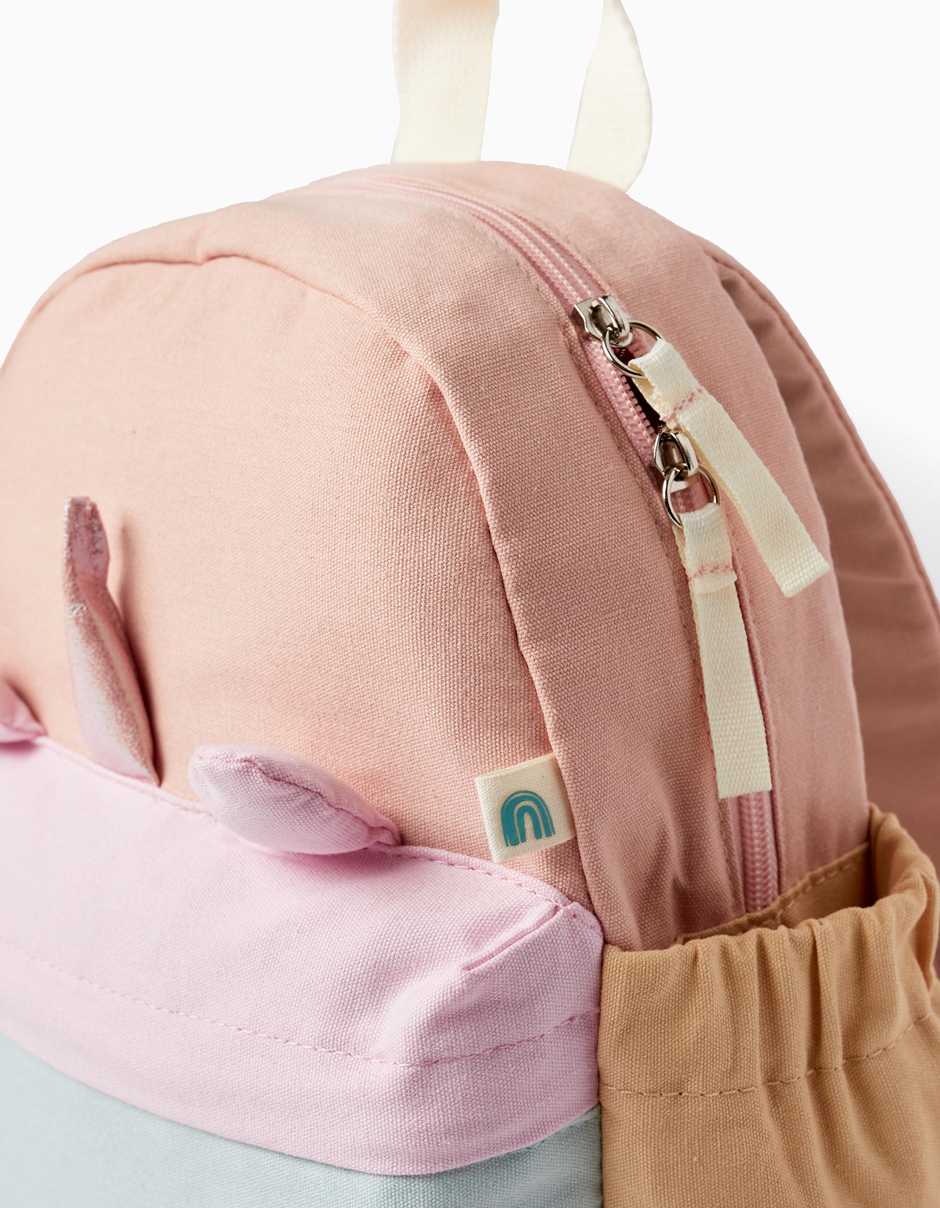 Mochila de Algodón Unicornio para Niñas 'Victoria', Azul/Rosa/Beige