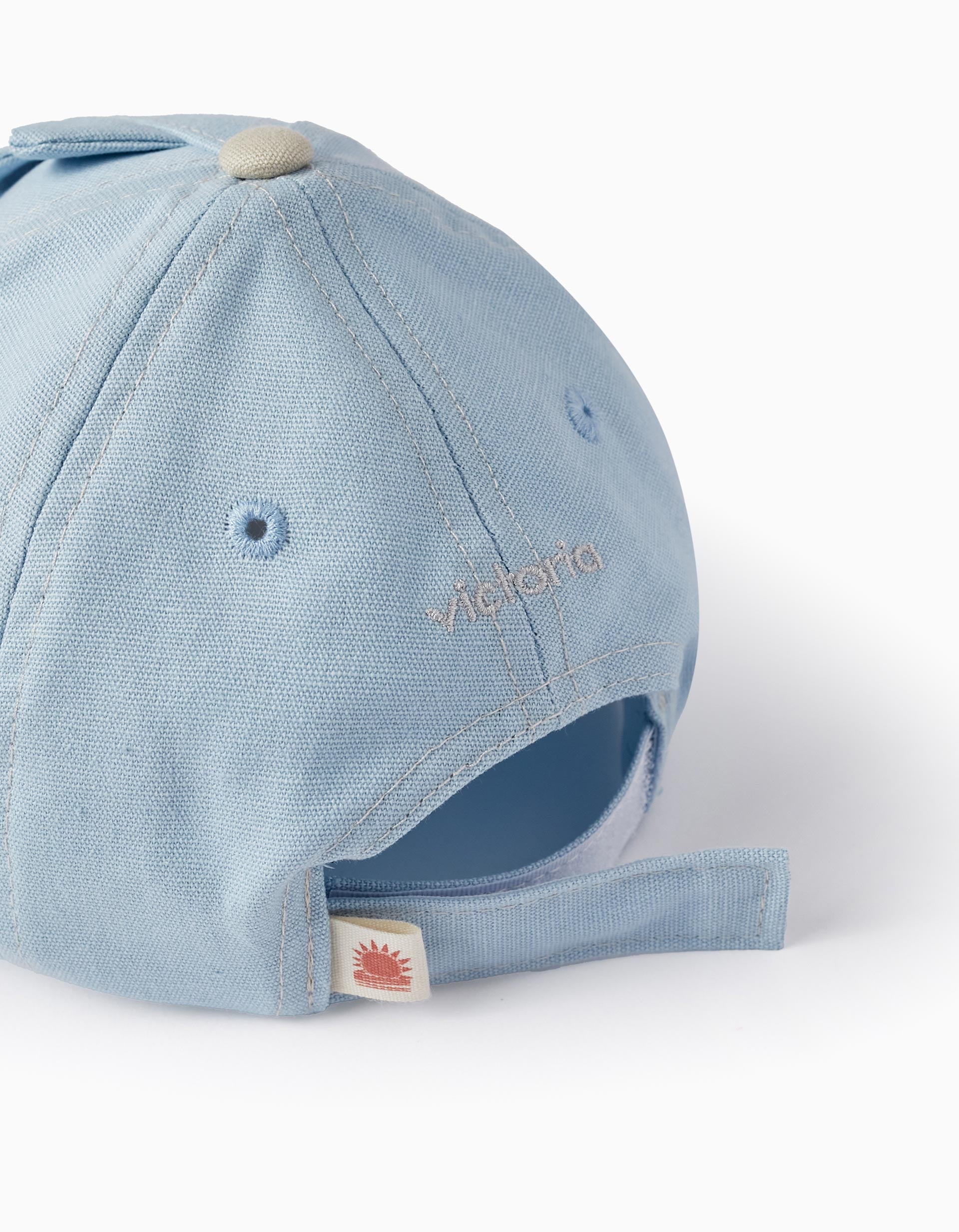 Dinosaur Cotton Cap for Babies and Boys ‘Victoria’, Blue/Beige