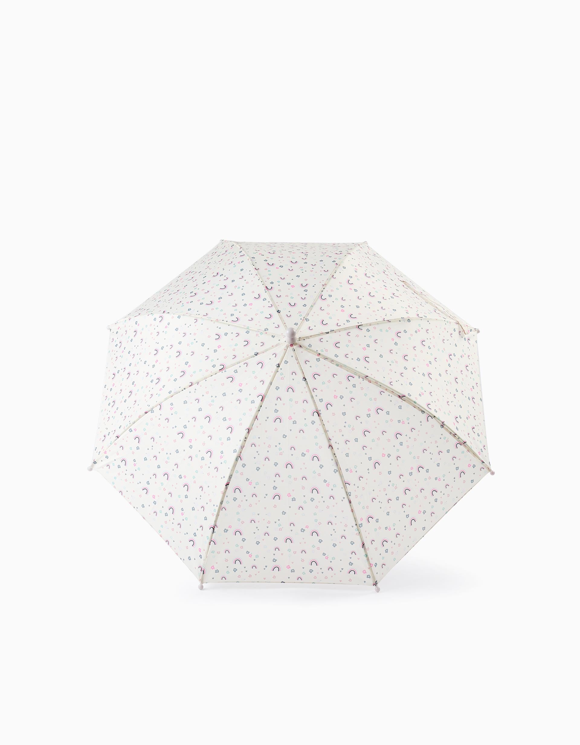 Parapluie pour Bébé et Fille 'Fleurs & Arc-en-ciel', Beige