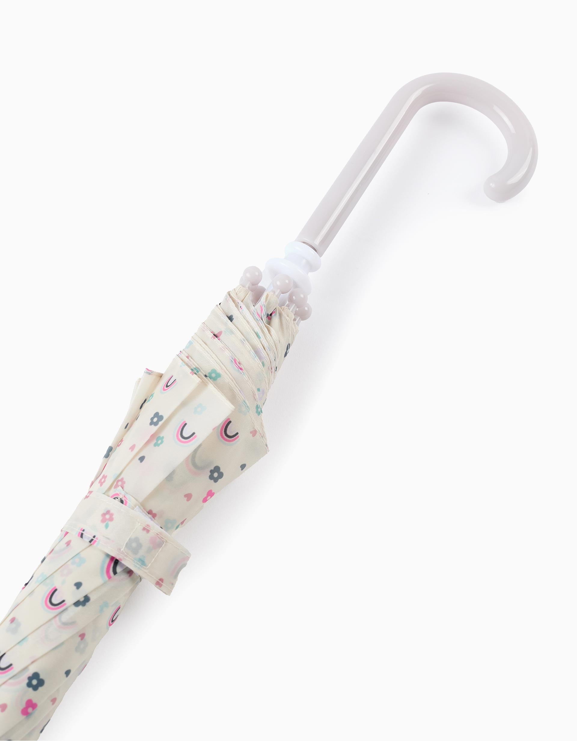 Parapluie pour Bébé et Fille 'Fleurs & Arc-en-ciel', Beige