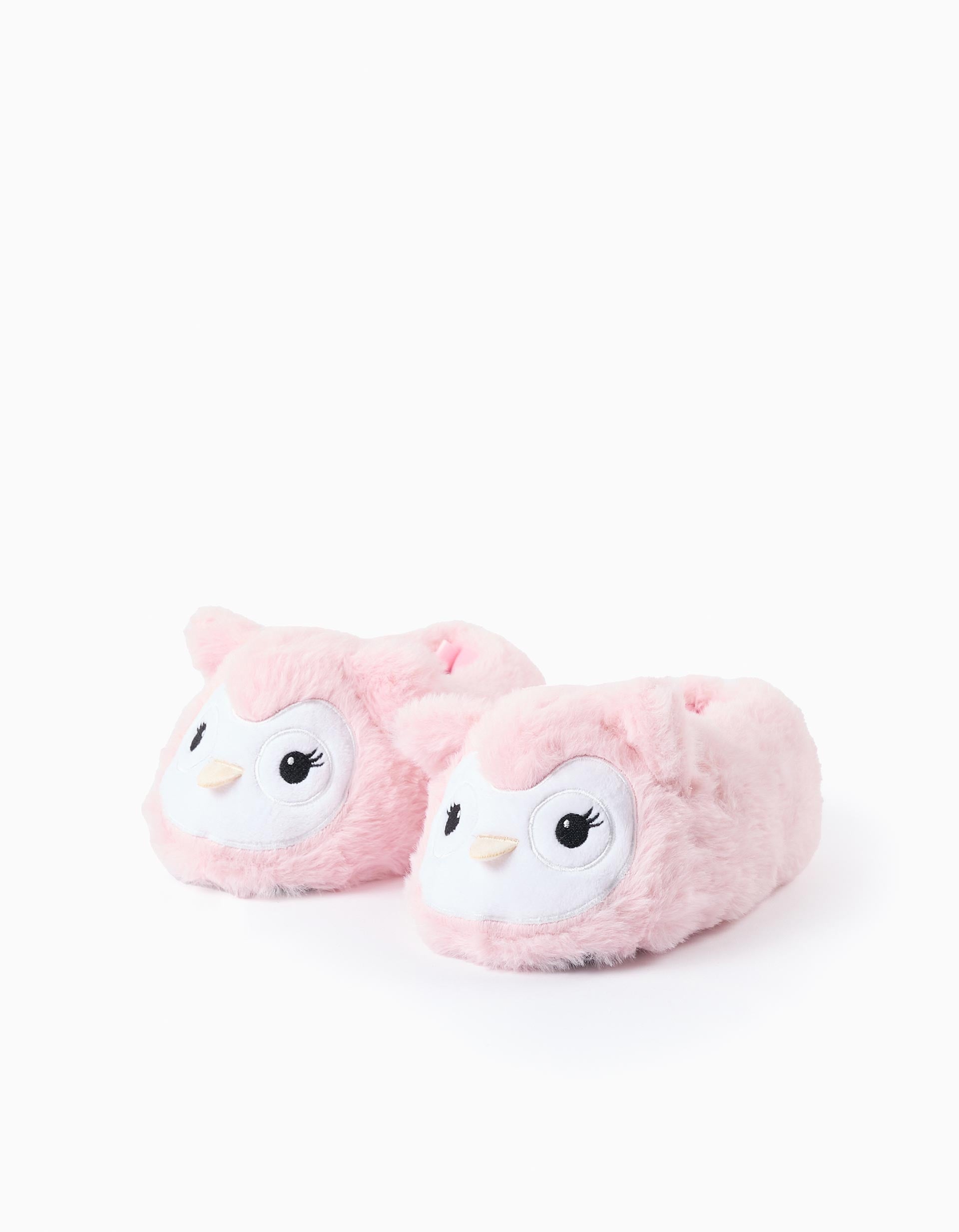 Chaussons en Peluche pour Fille 'Hibou', Rose