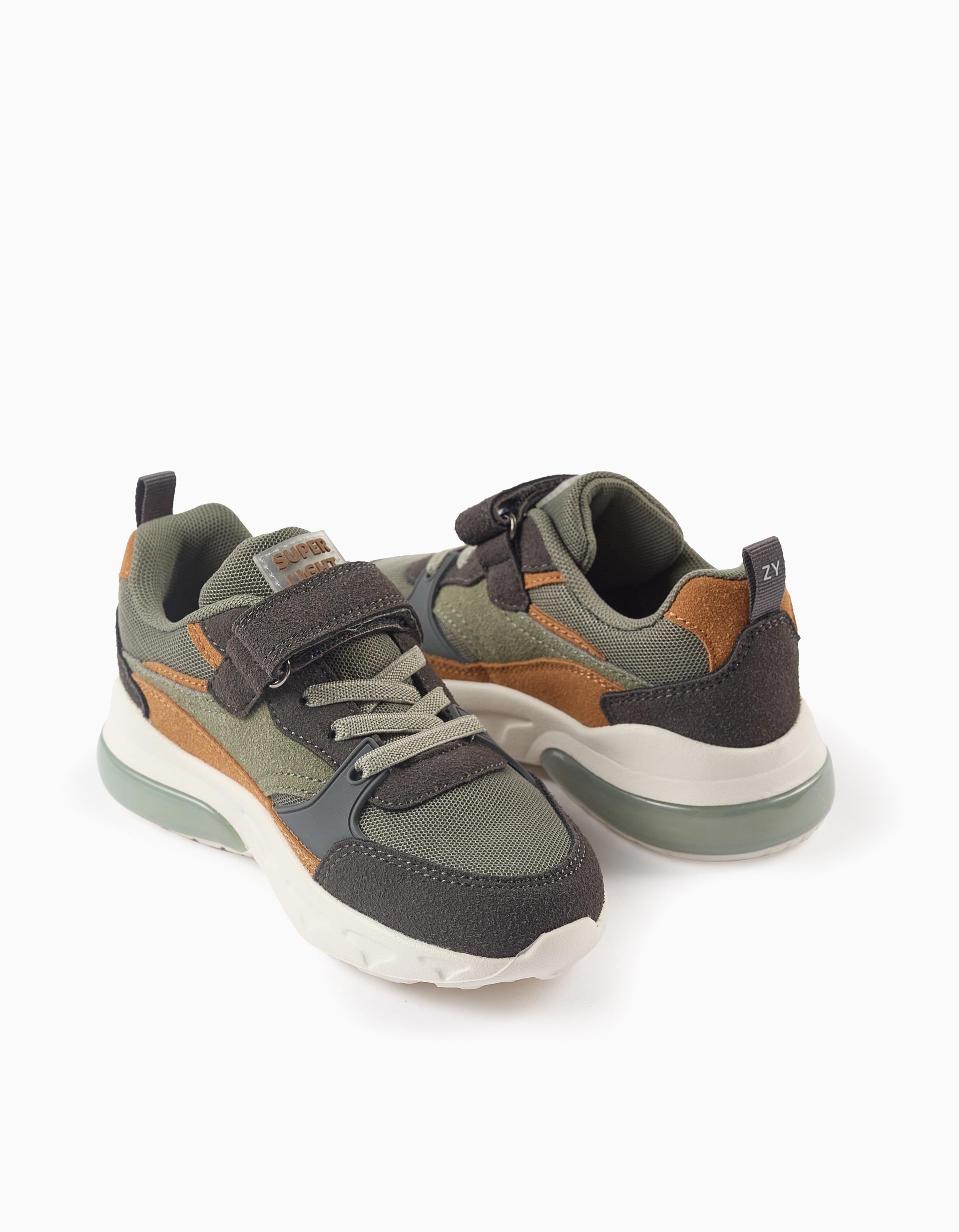 Zapatillas con Luces para Niño 'ZY Superlight Runner', Verde/Camel