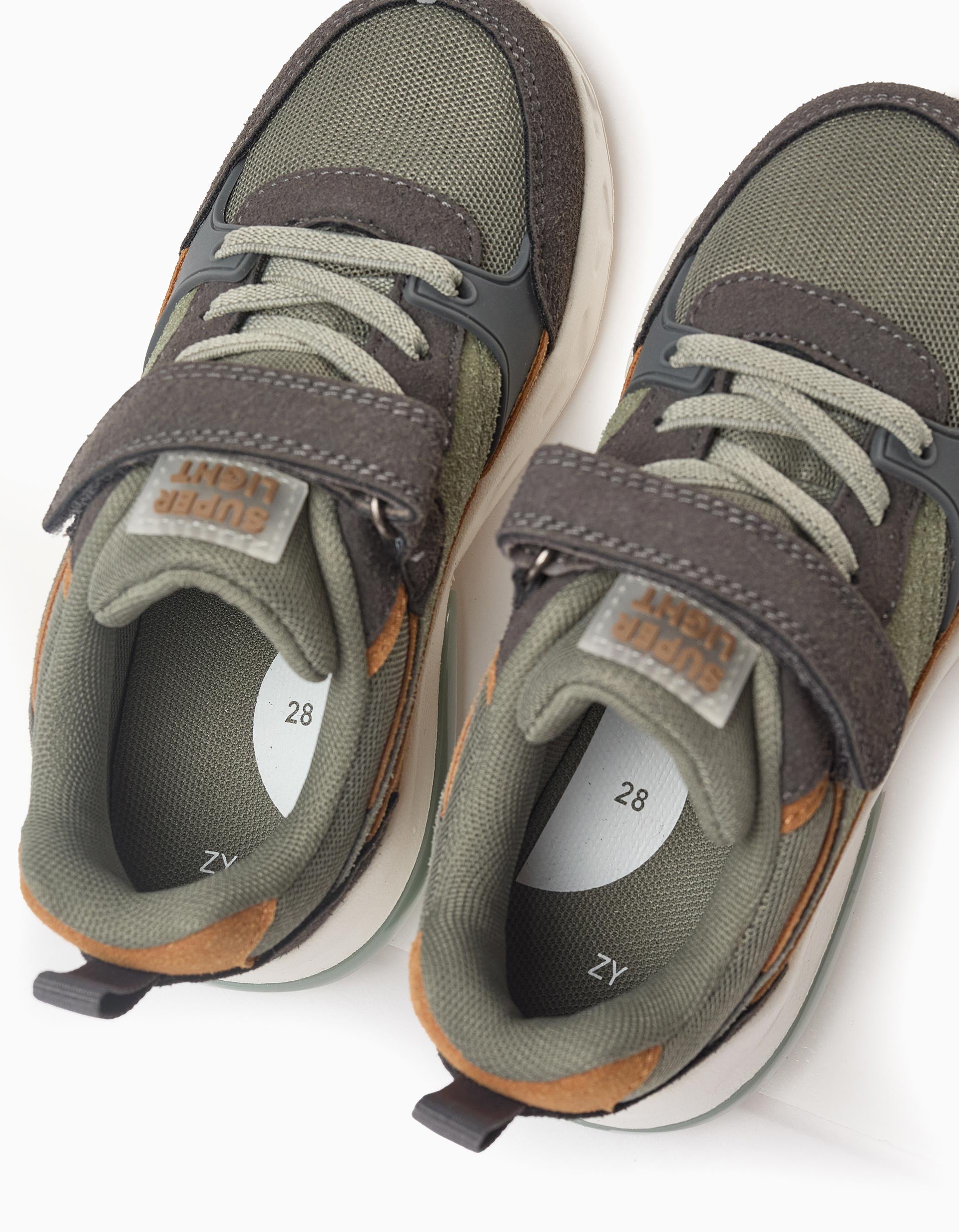 Zapatillas con Luces para Niño 'ZY Superlight Runner', Verde/Camel