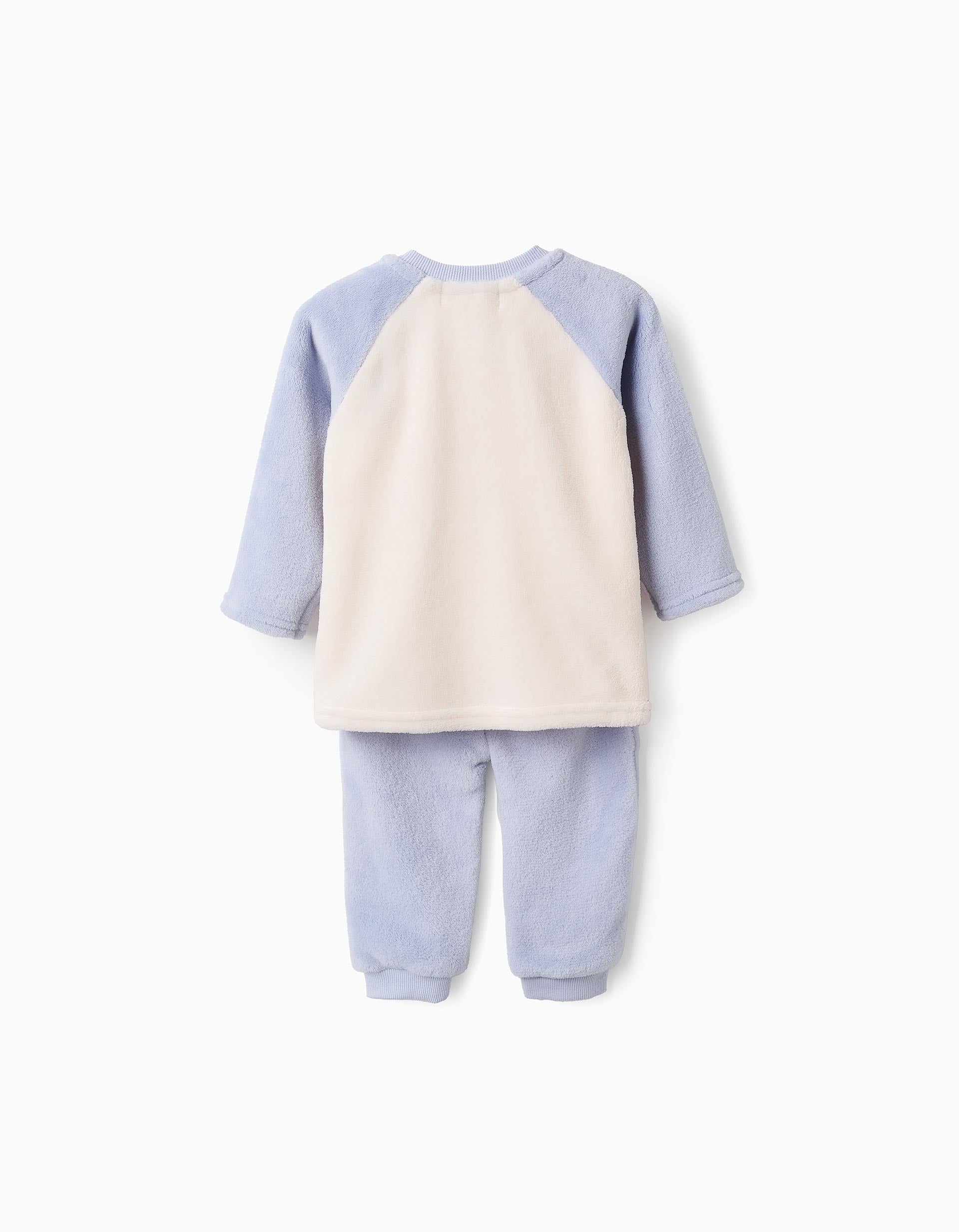 Pyjama En Peluche Pour Bébé Fille 'Chouette', Blanc/Bleu