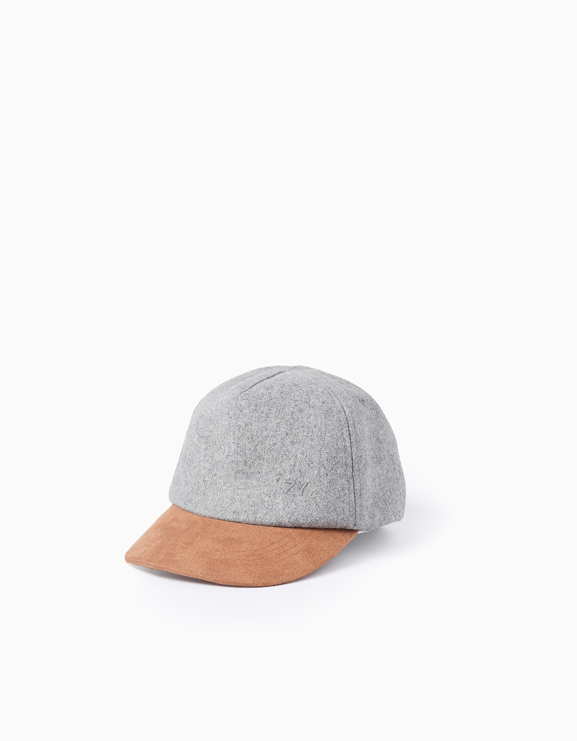 Dual-fabric Cap for Boys, Grey/Camel