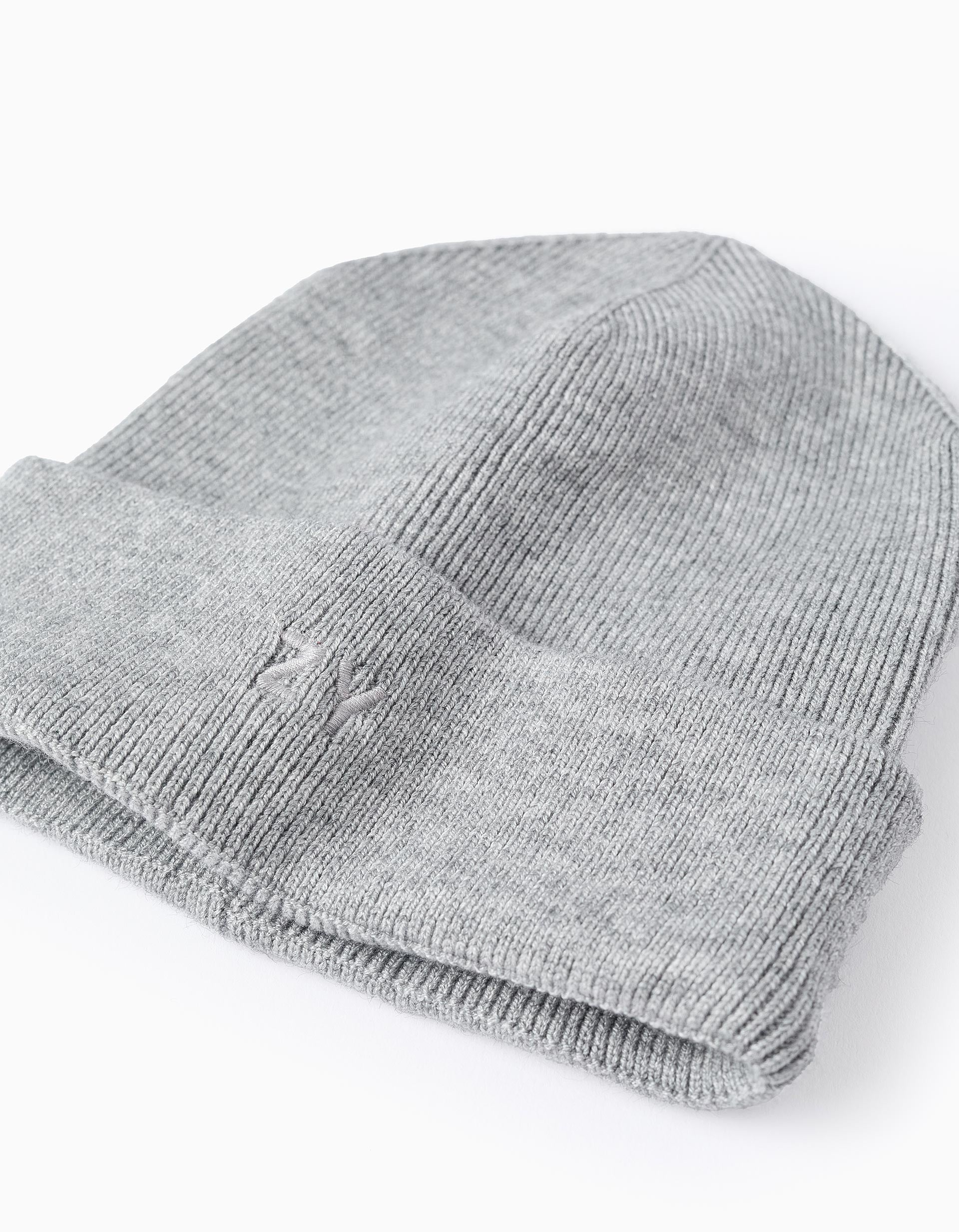 Gorro Canalé con Vuelta para Niño, Gris