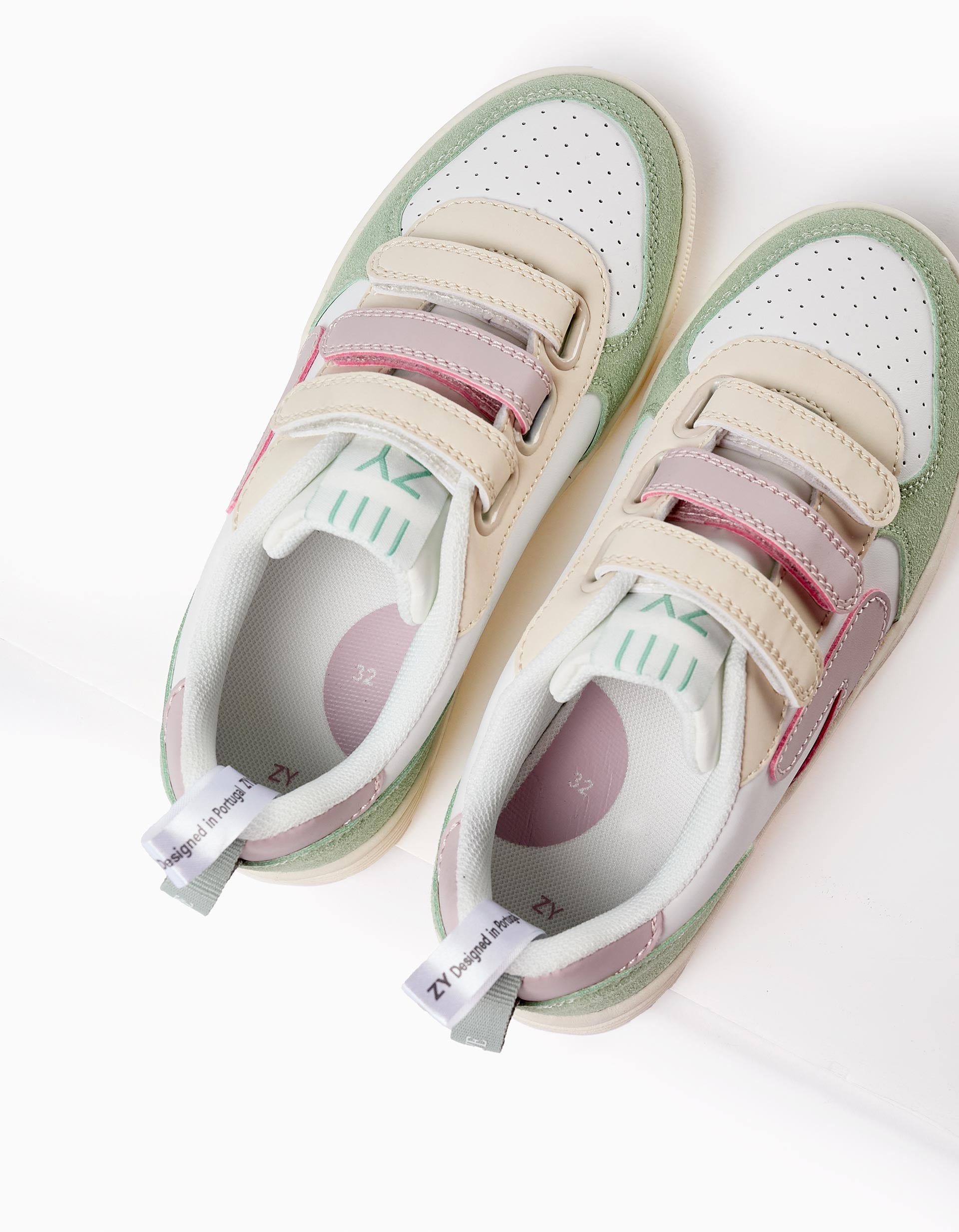 Baskets pour Fille 'ZY Move', Blanc/Rose/Vert