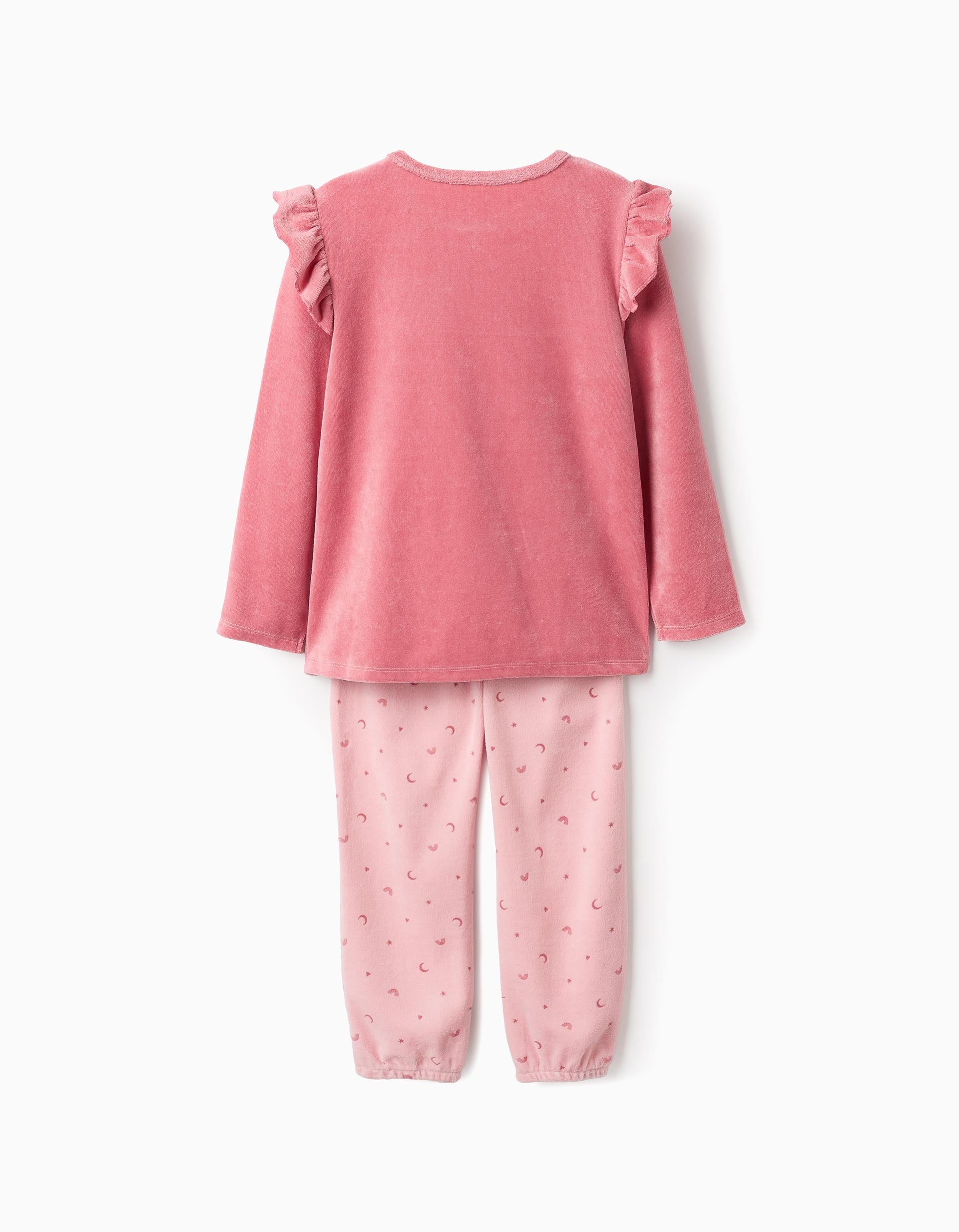 Pijama de Terciopelo Brilla en la Oscuridad para Niña 'Búho', Rosa