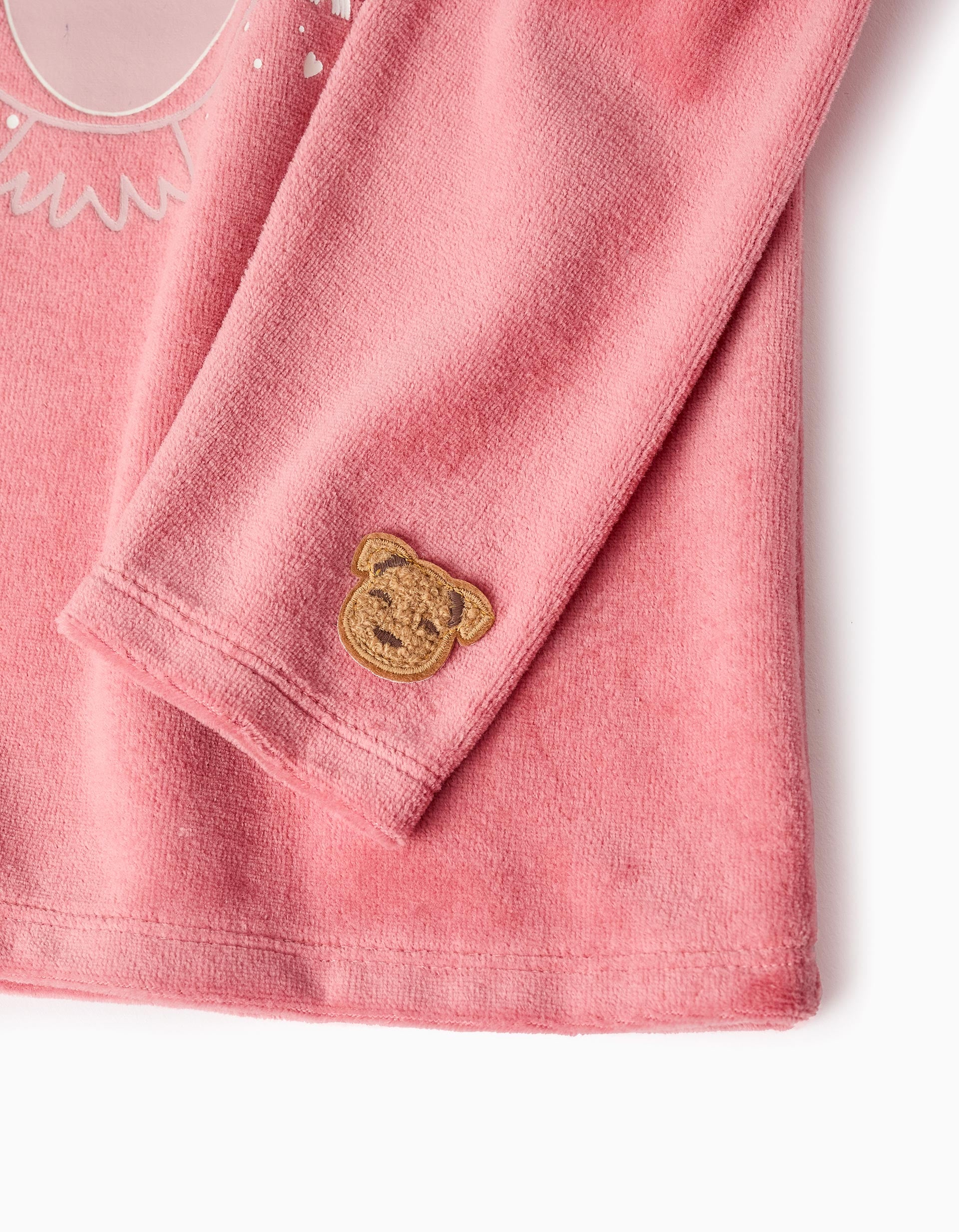 Pijama de Terciopelo Brilla en la Oscuridad para Niña 'Búho', Rosa