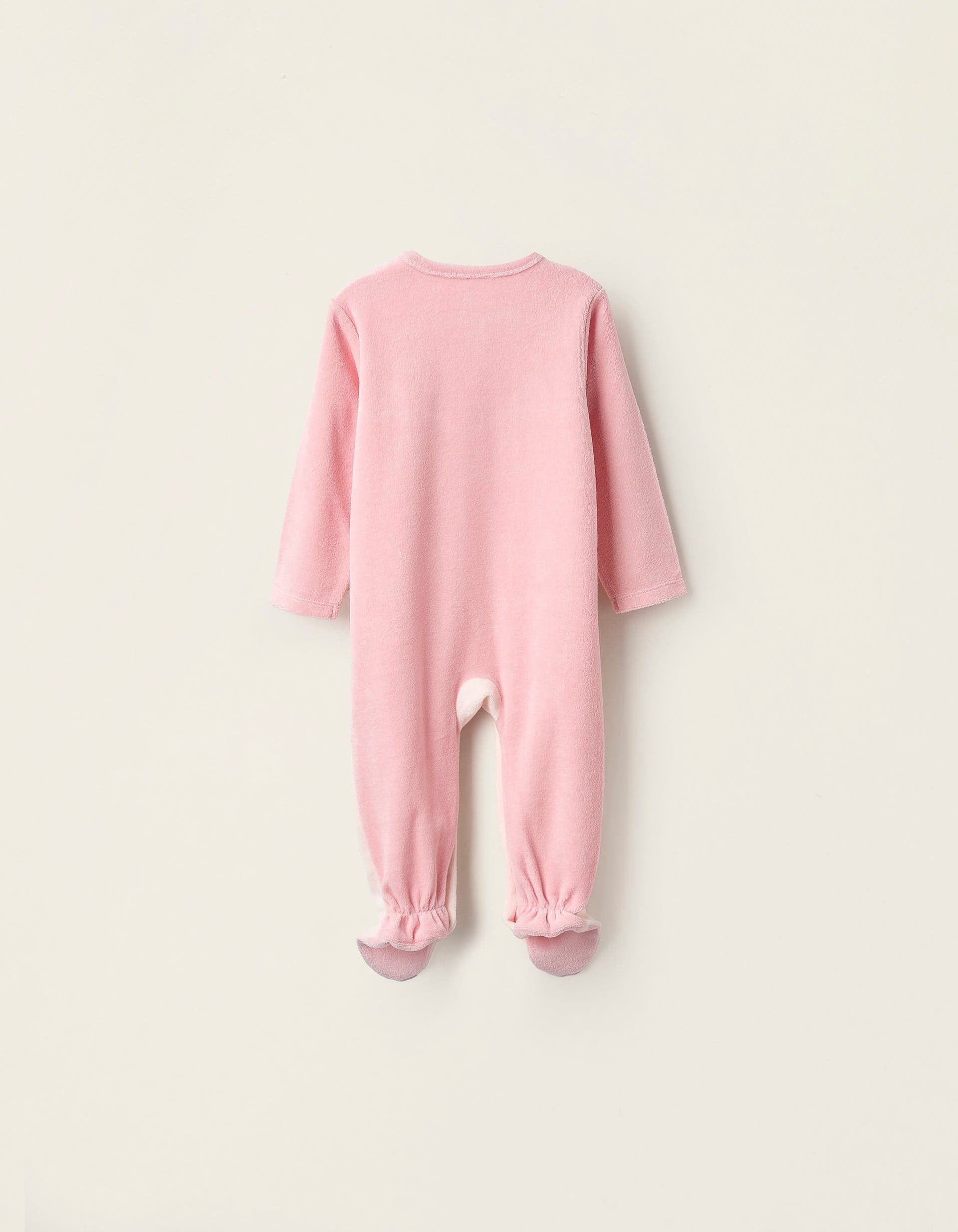 Babygrow de Veludo para Bebé Menina 'Coruja', Rosa/Branco