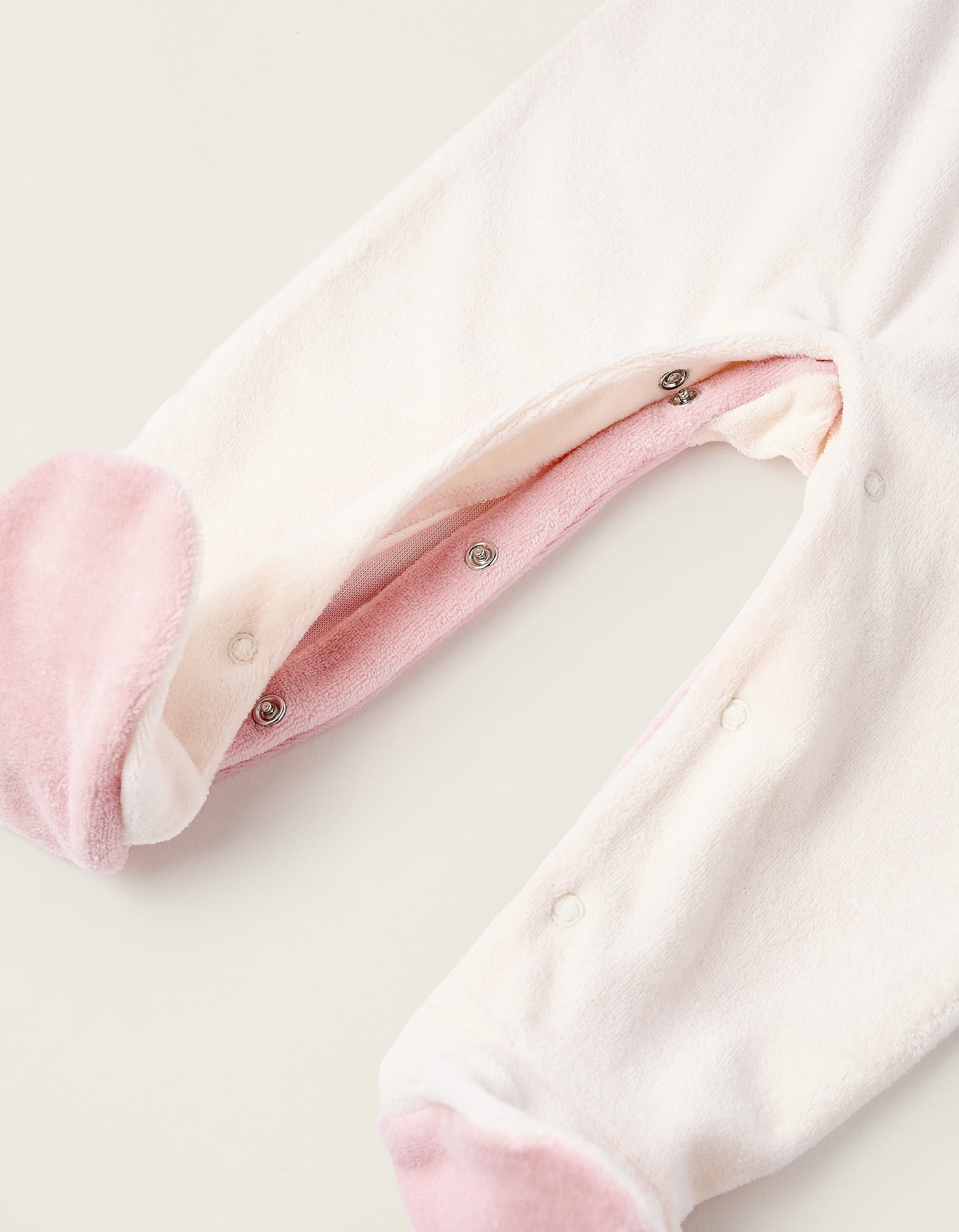 Velours Sleepsuit for Baby Girls 'Owl', Pink/White