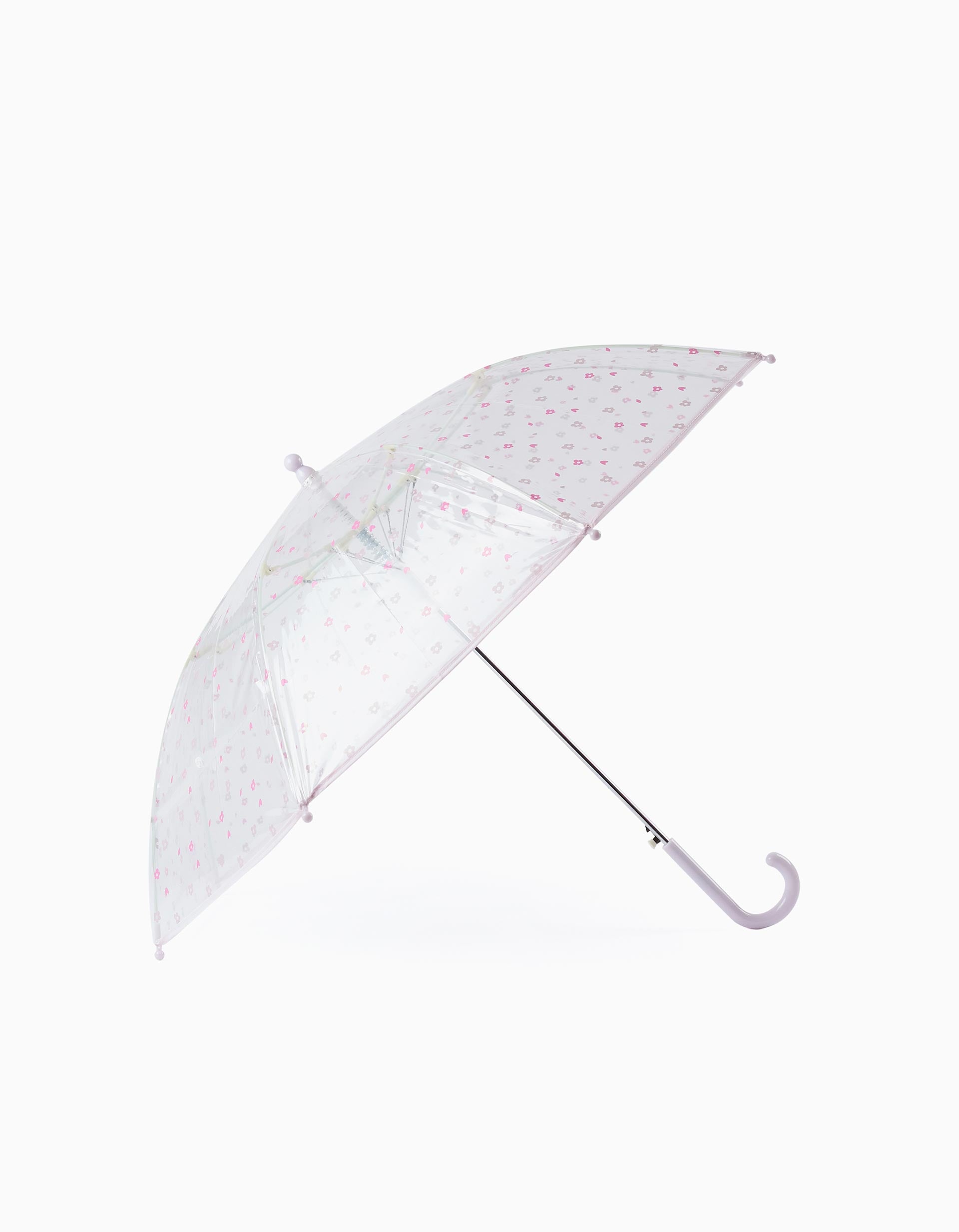 Parapluie pour Bébé et Fille 'Fleurs', Transparent/Rose