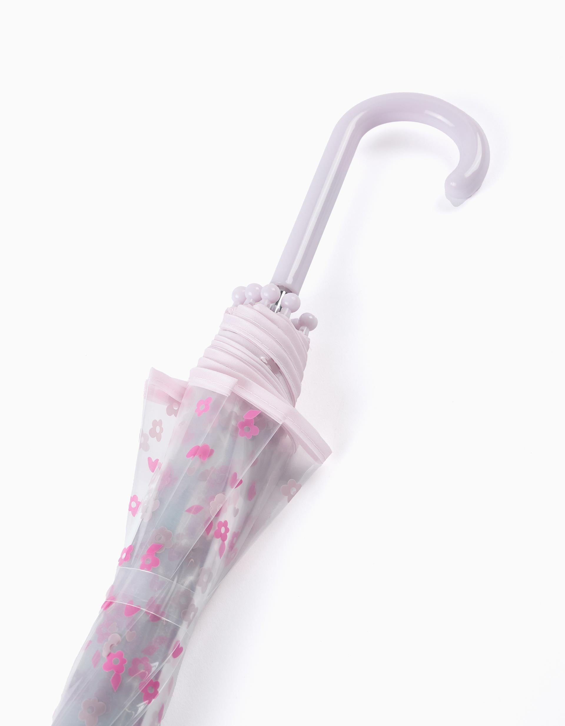 Parapluie pour Bébé et Fille 'Fleurs', Transparent/Rose