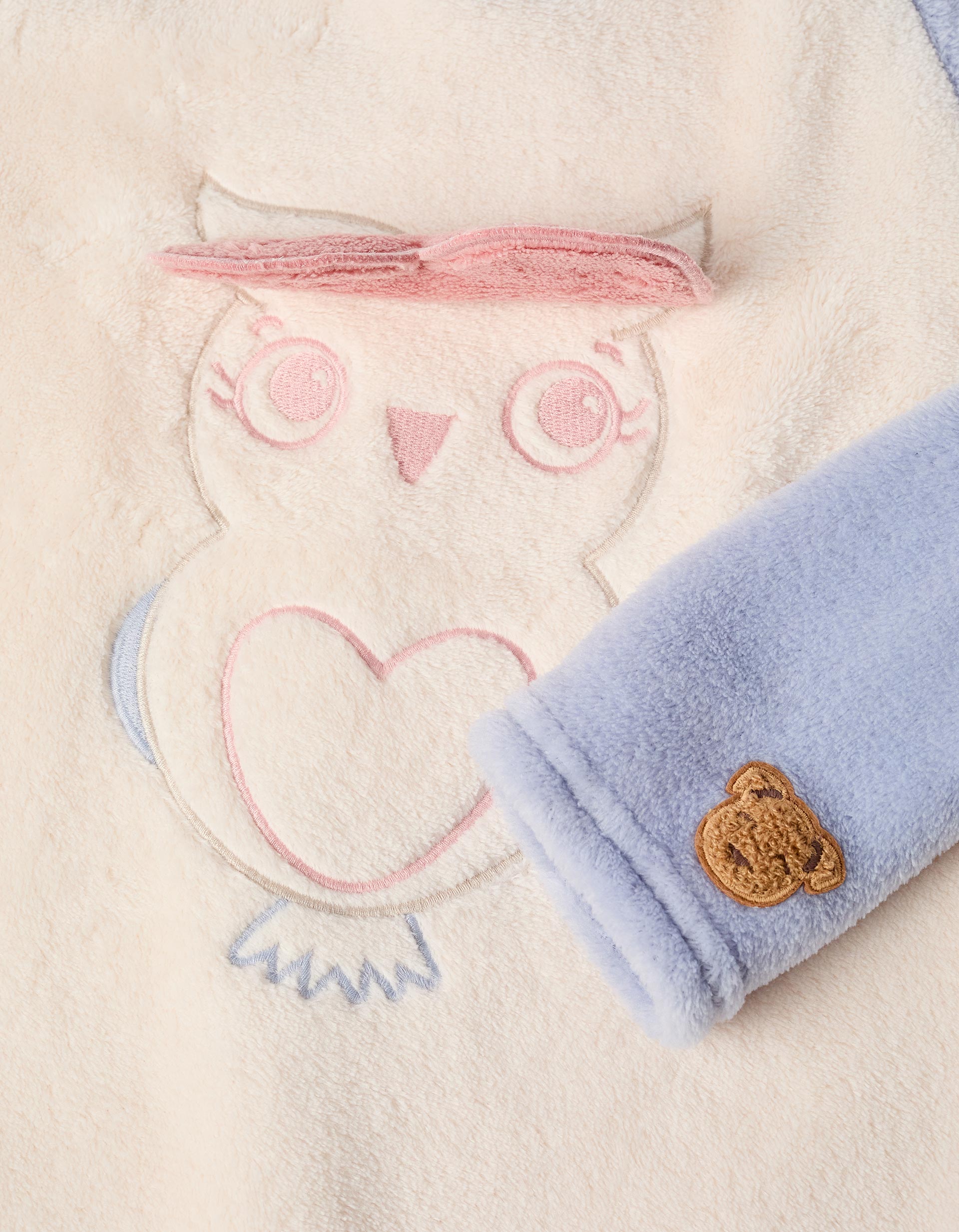 Plush Pyjama for Girls 'Owl', White/Blue