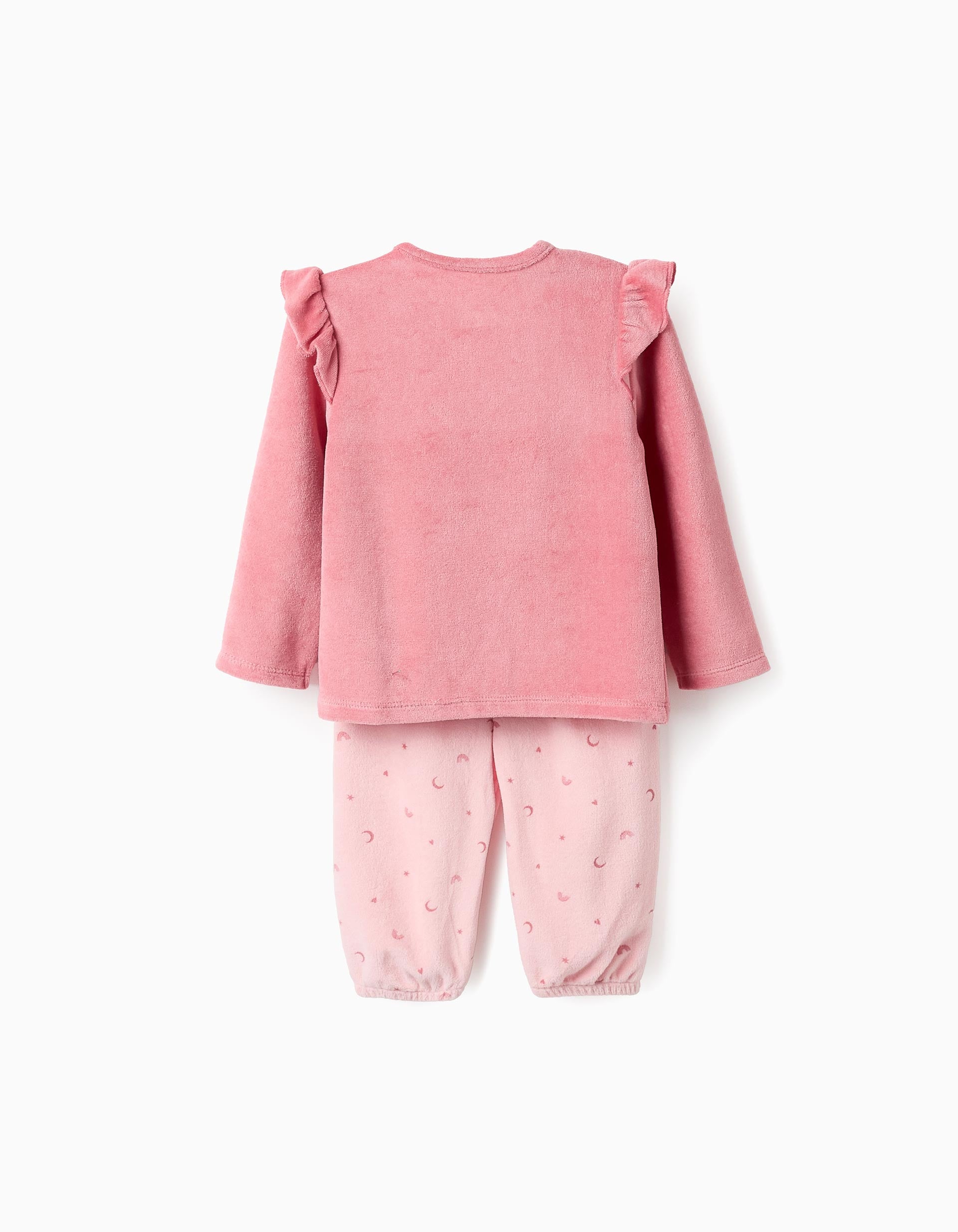 Pijama de Terciopelo Brilla en la Oscuridad para Bebé Niña 'Búho', Rosa