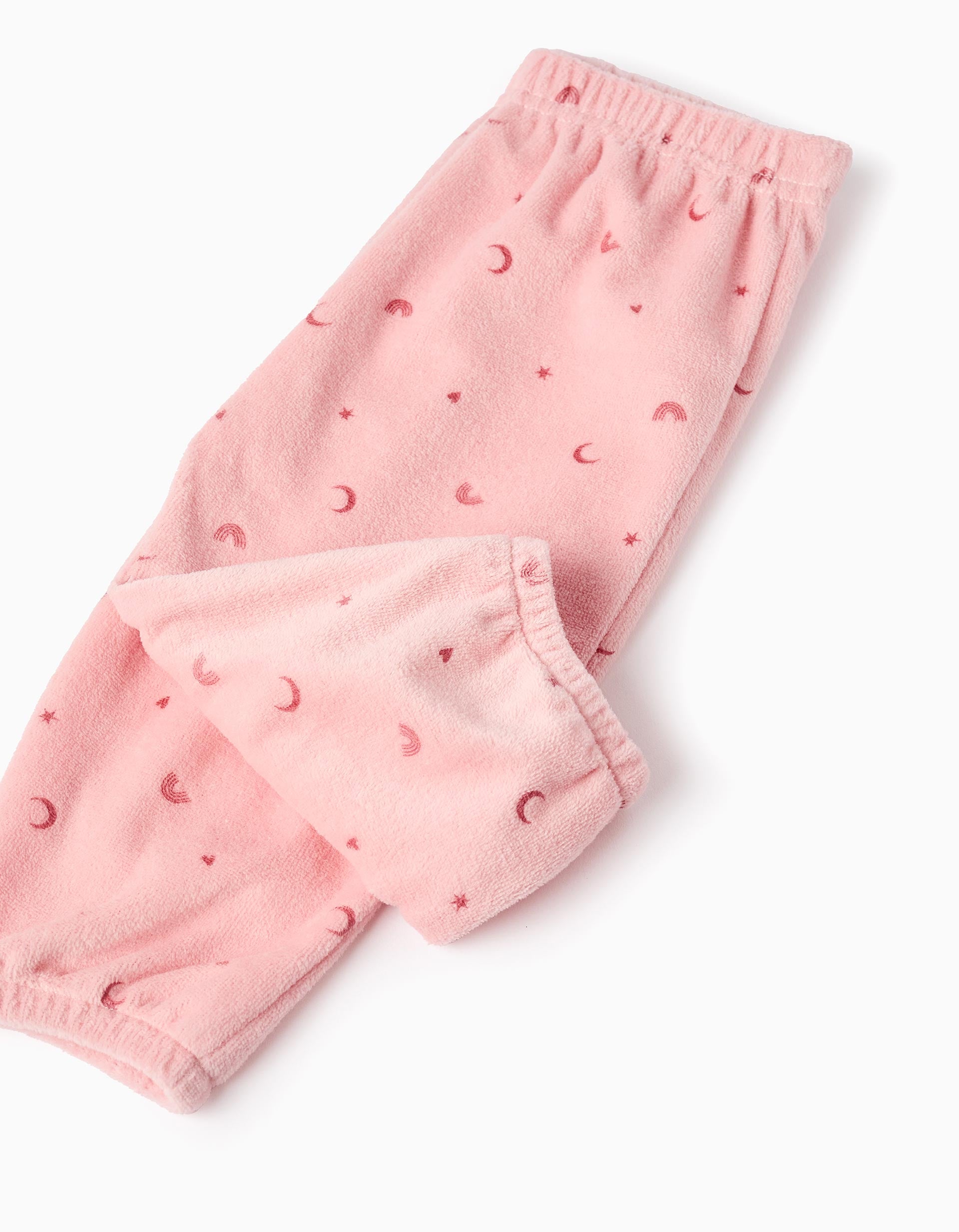 Pijama de Terciopelo Brilla en la Oscuridad para Bebé Niña 'Búho', Rosa