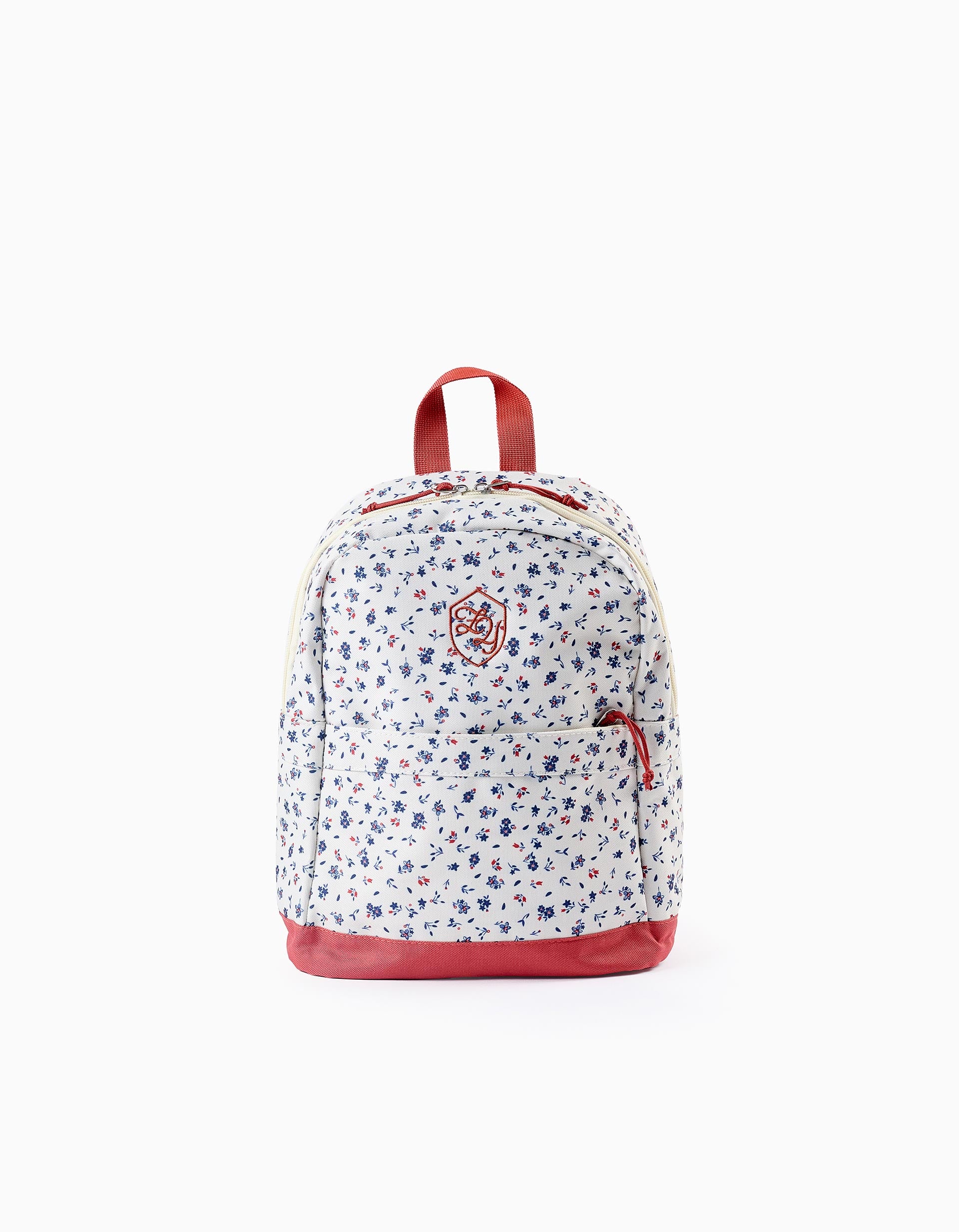 Mochila Floral para Bebé e Menina, Bege/Laranja