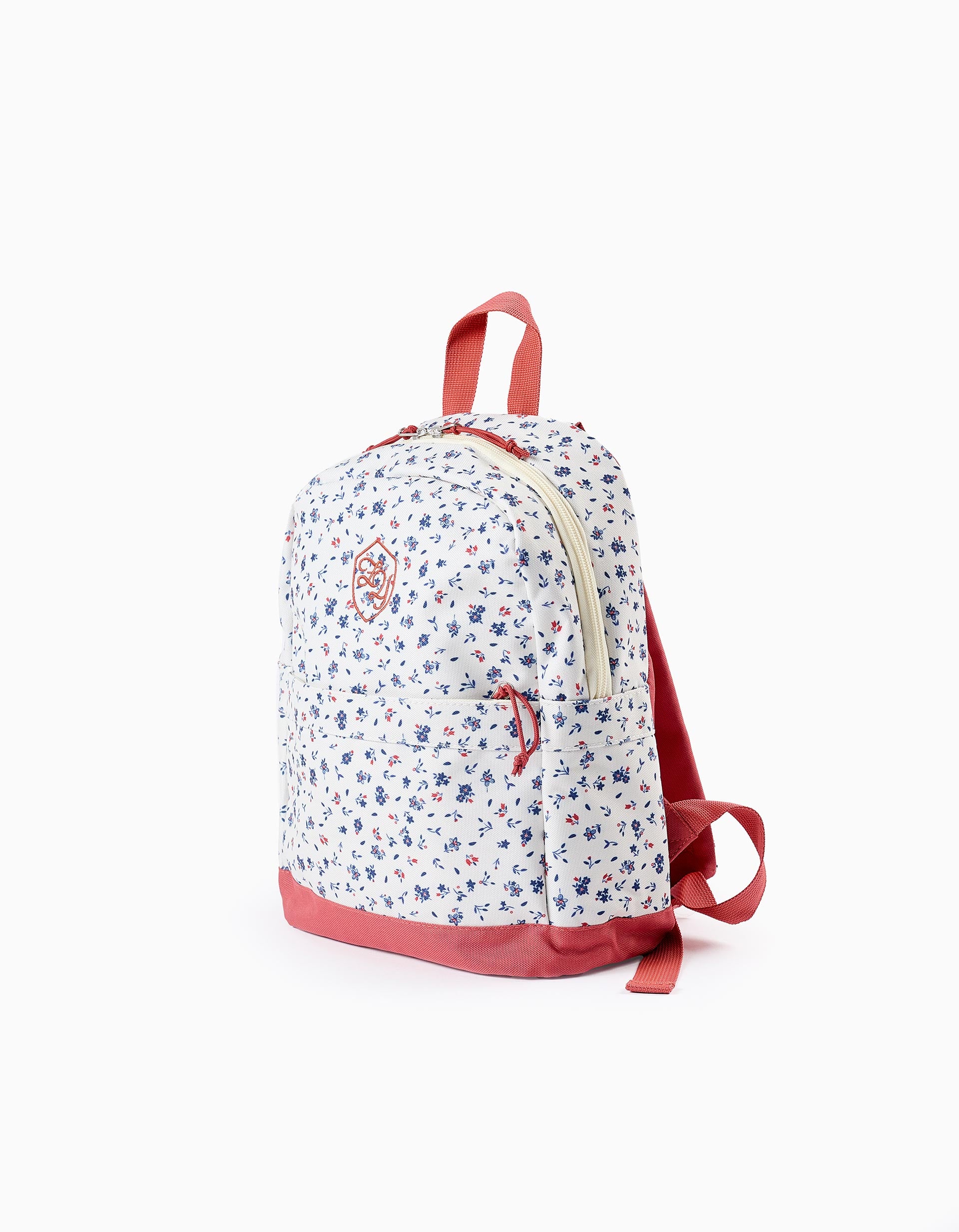 Mochila Floral para Bebé e Menina, Bege/Laranja