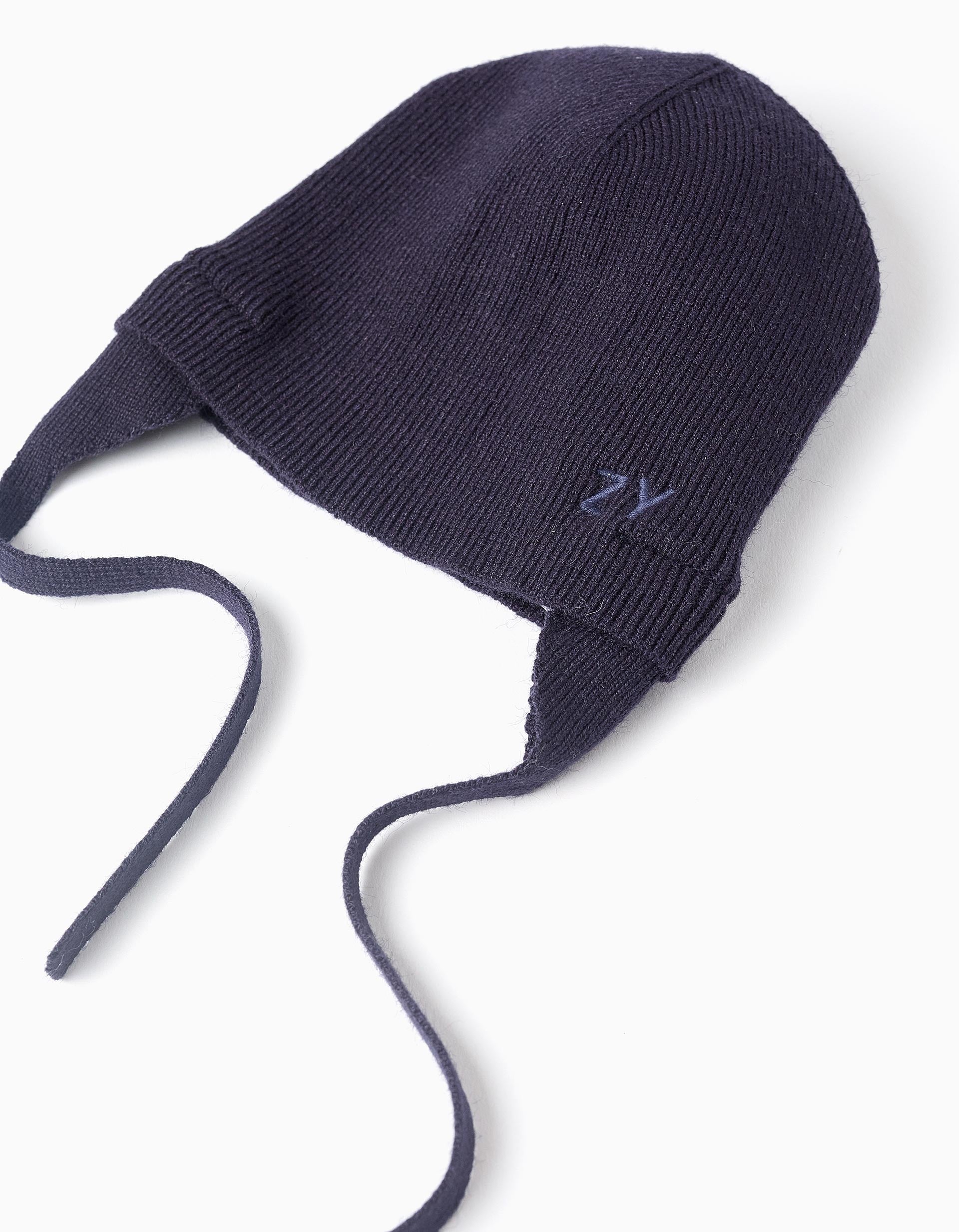 Beanie with Side Straps for Newborns, Dark Blue