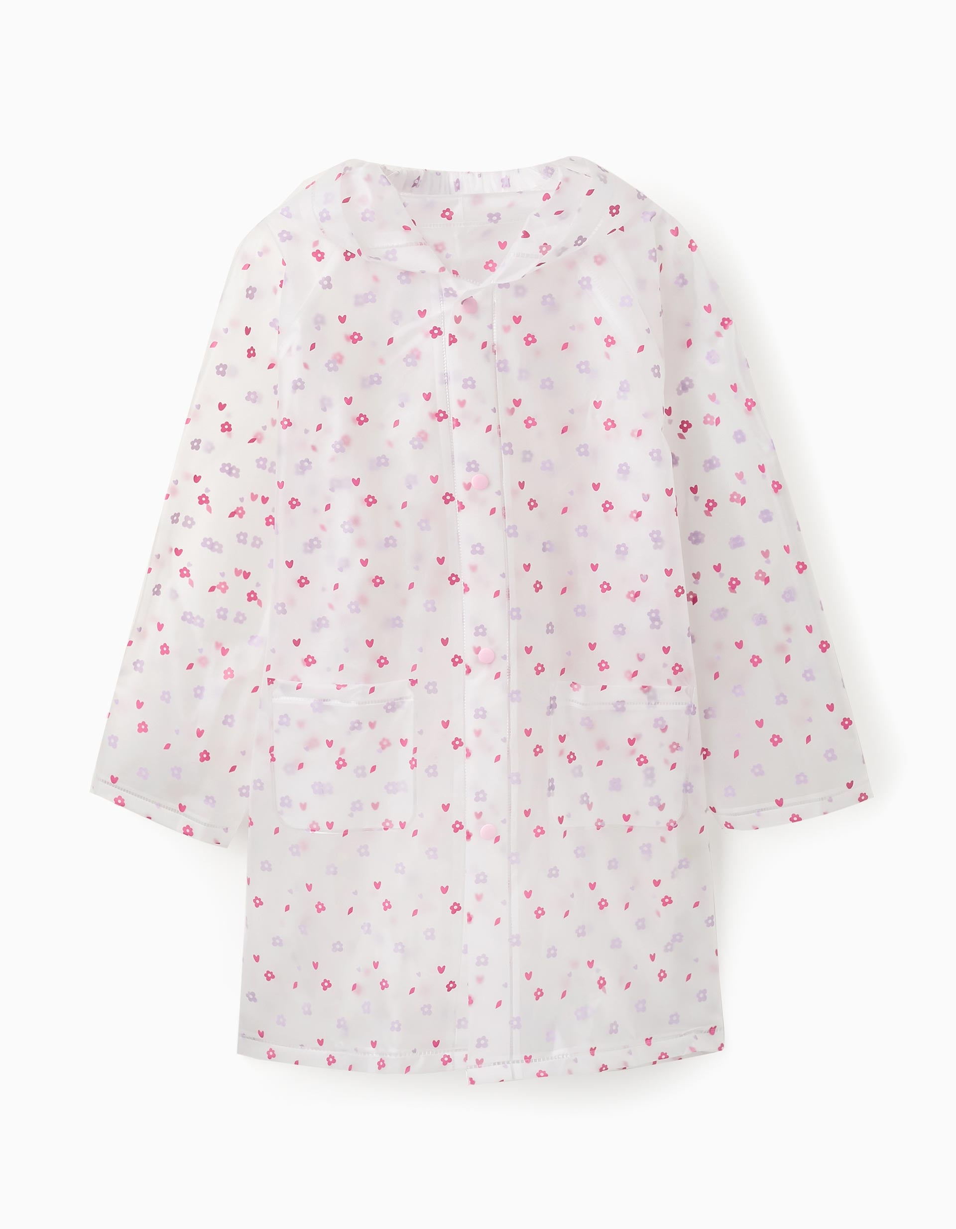 Capa de Chuva Floral para Menina, Transparente