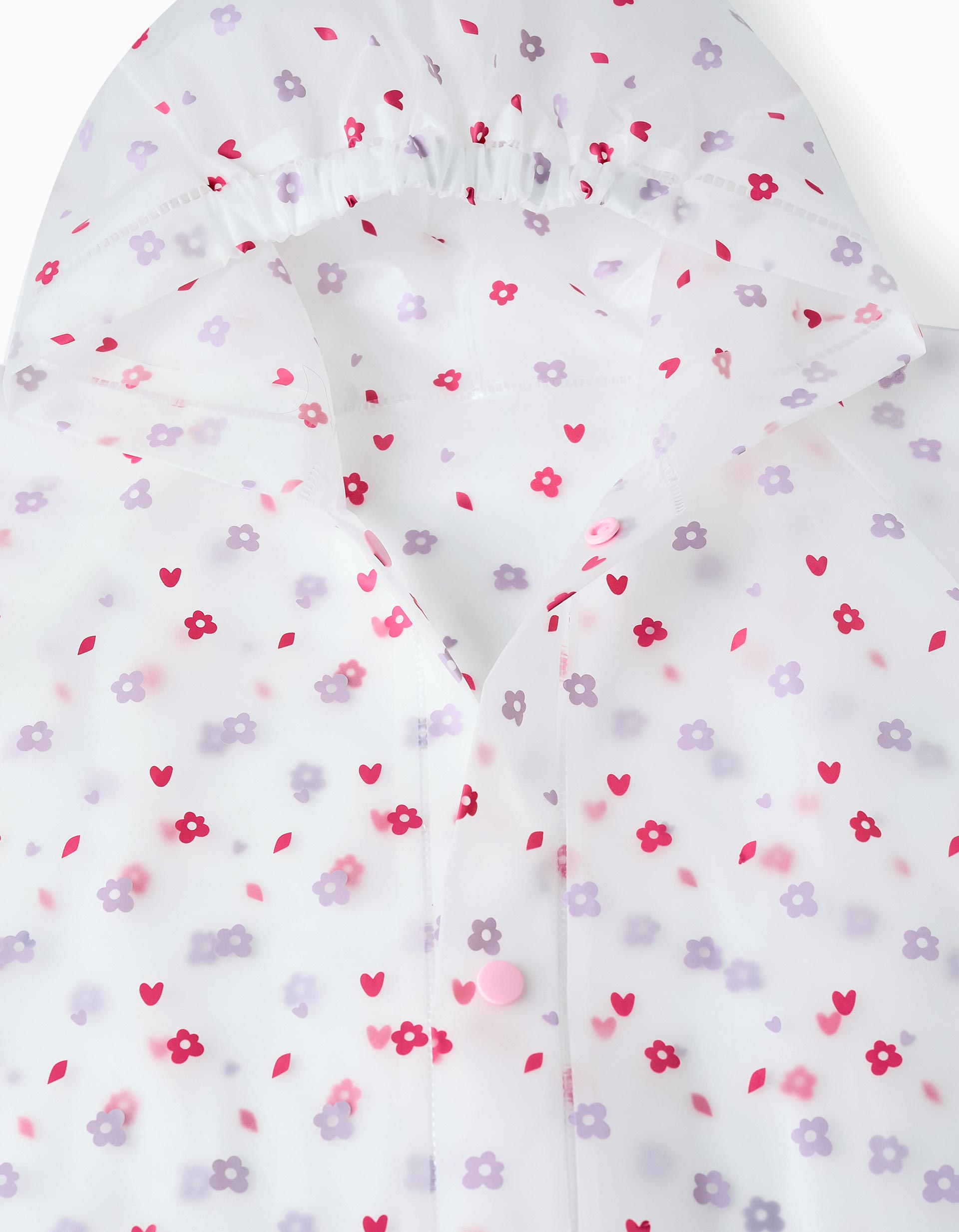 Capa de Chuva Floral para Menina, Transparente