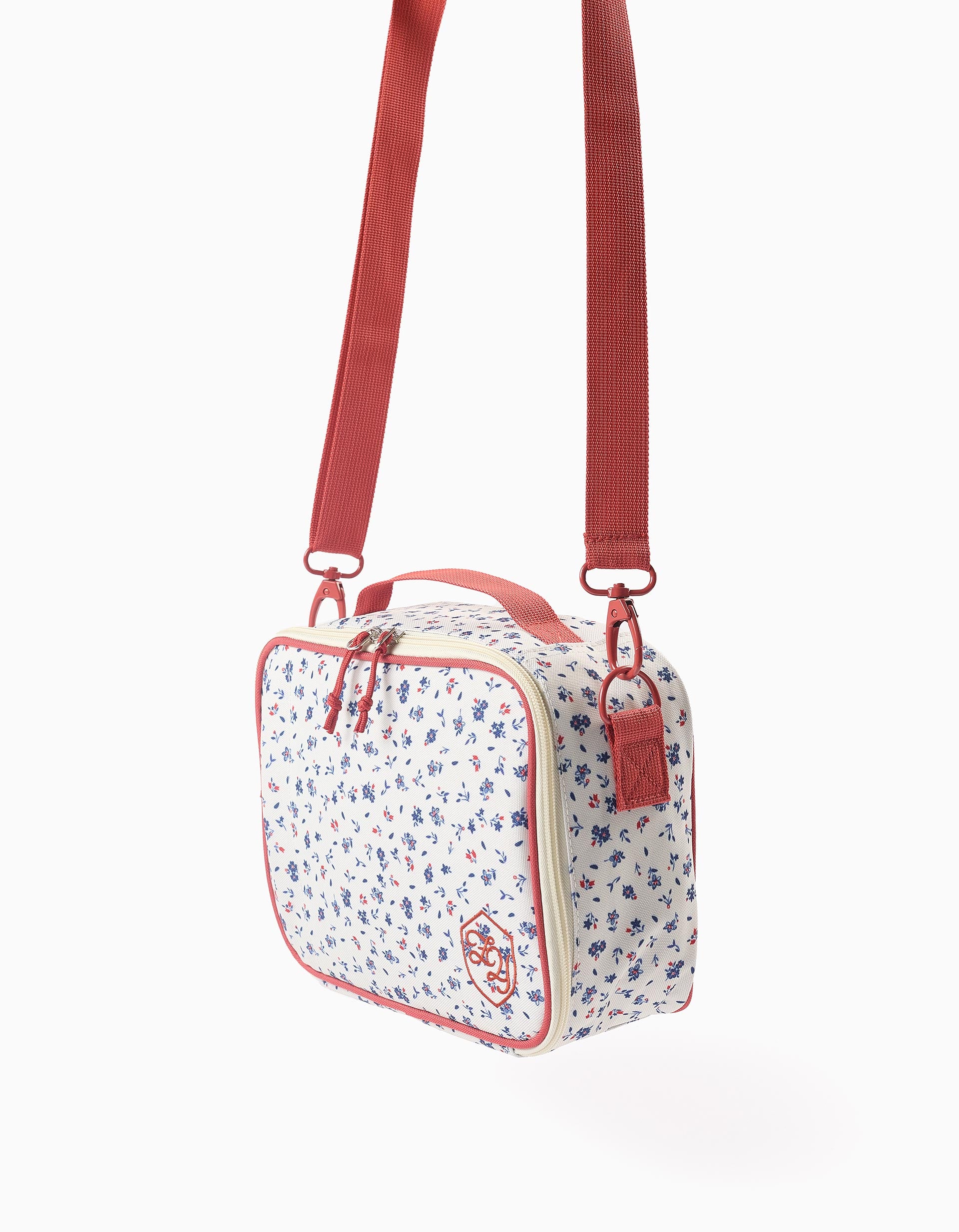 Sac à Lunch Isotherme Floral pour Fille, Beige/Orange