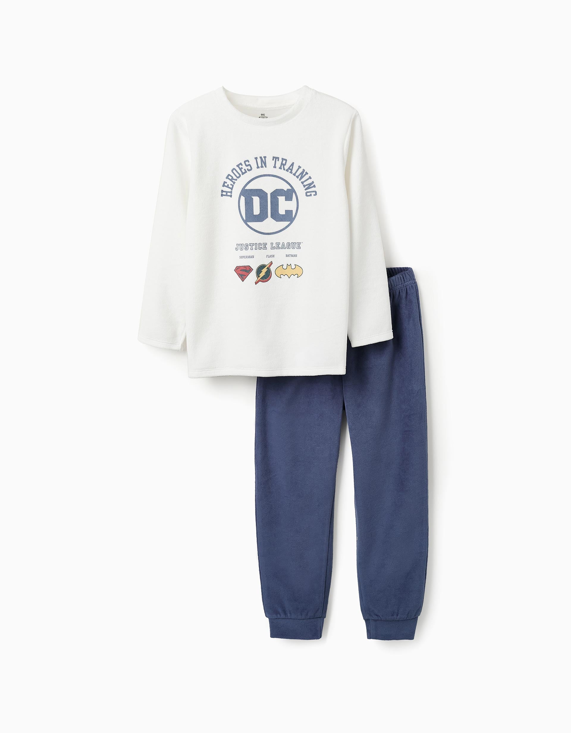 Pyjama en Velours pour Garçon 'Justice League', Blanc/Bleu