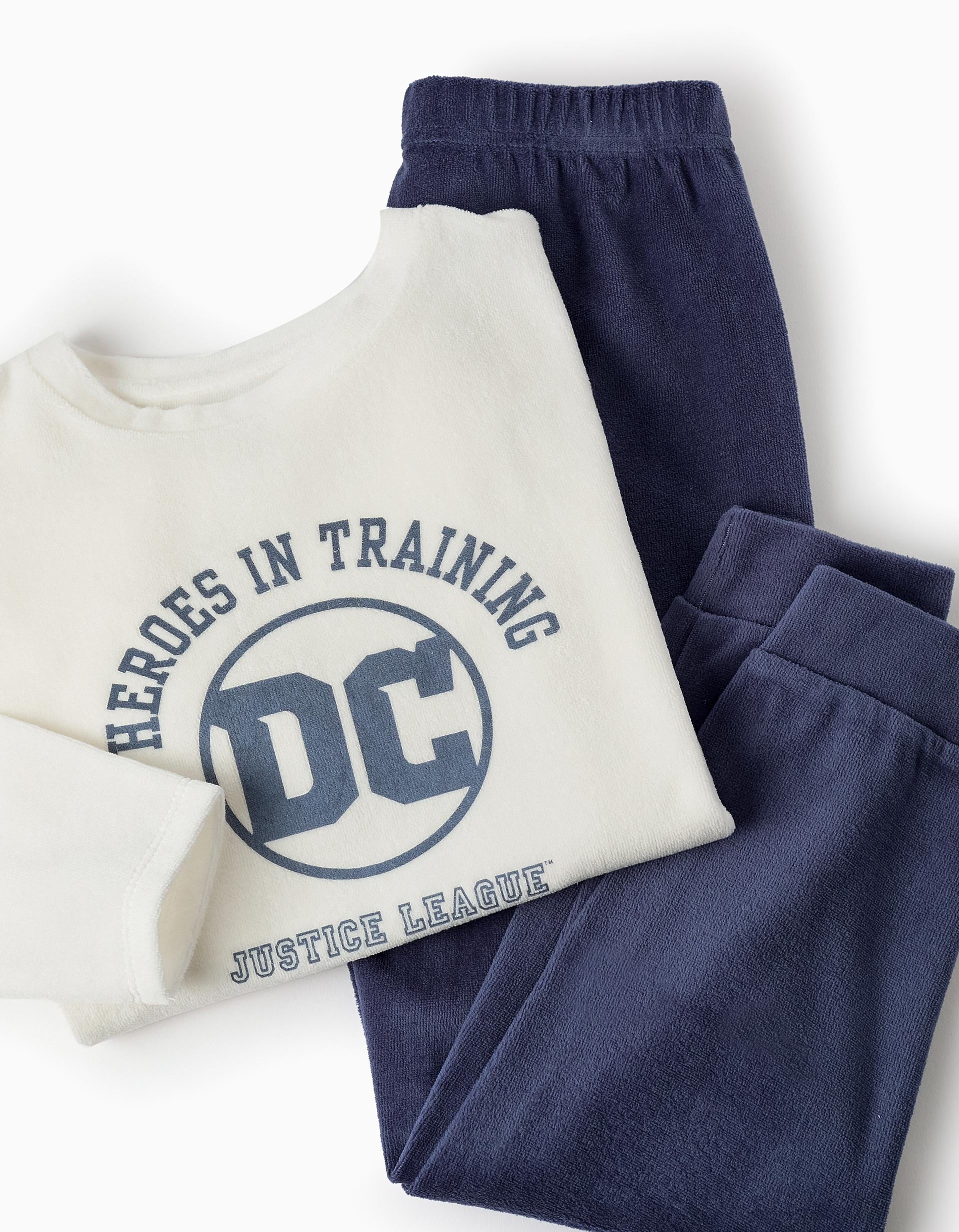 Pyjama en Velours pour Garçon 'Justice League', Blanc/Bleu