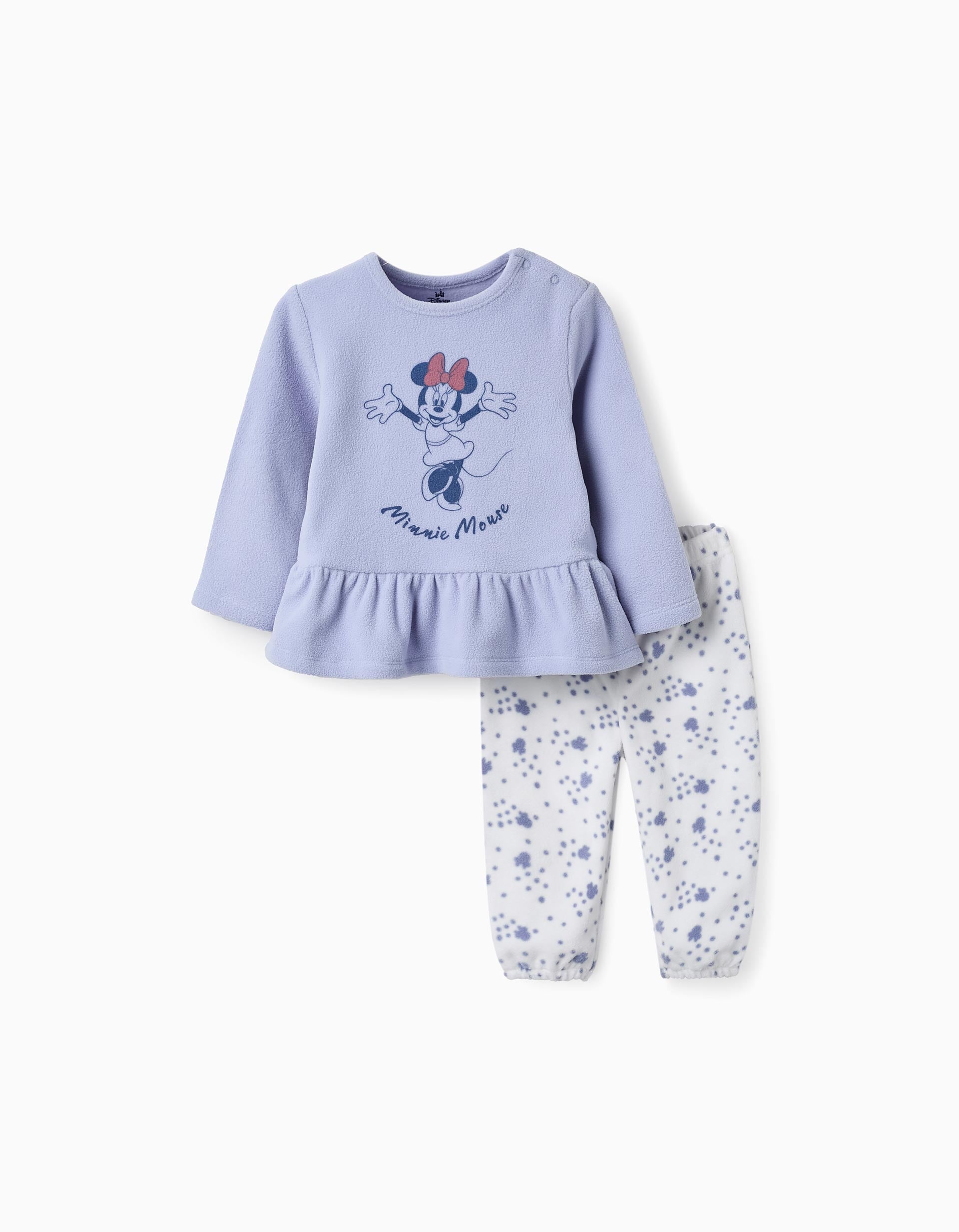 Pijama Polar para Bebé Menina 'Minnie', Lilás/Branco