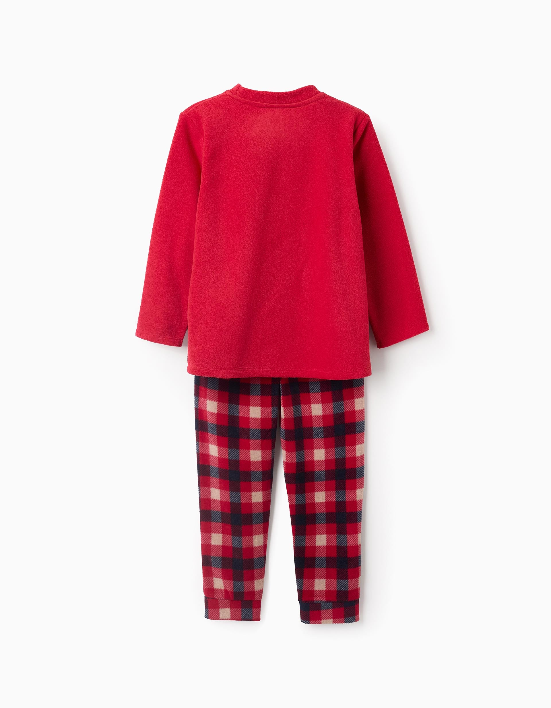 Pijama Polar para Niño con Cuadros 'Reno', Rojo