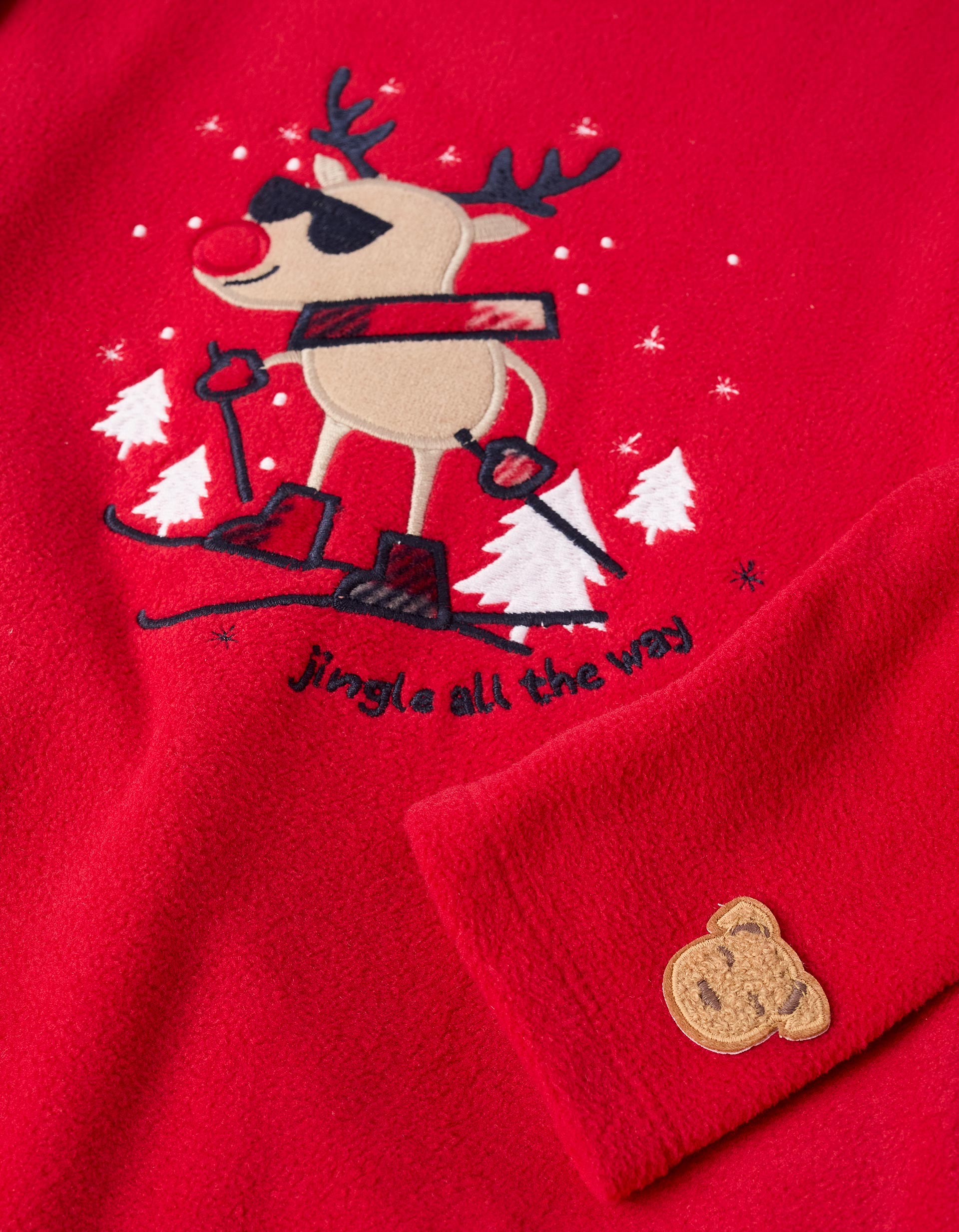 Pijama Polar para Niño con Cuadros 'Reno', Rojo