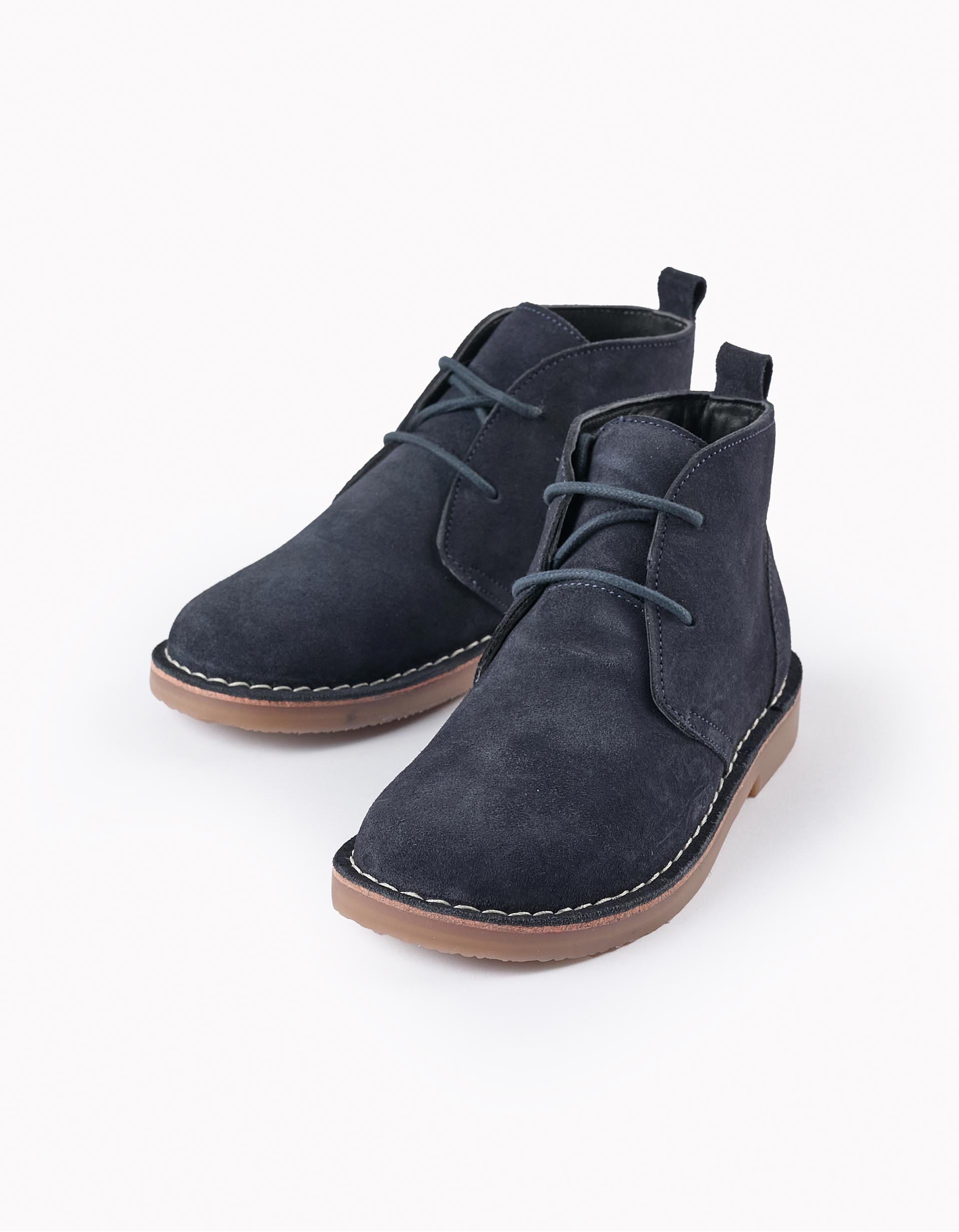 Botas en Piel de Ante para Niño, Azul Oscuro