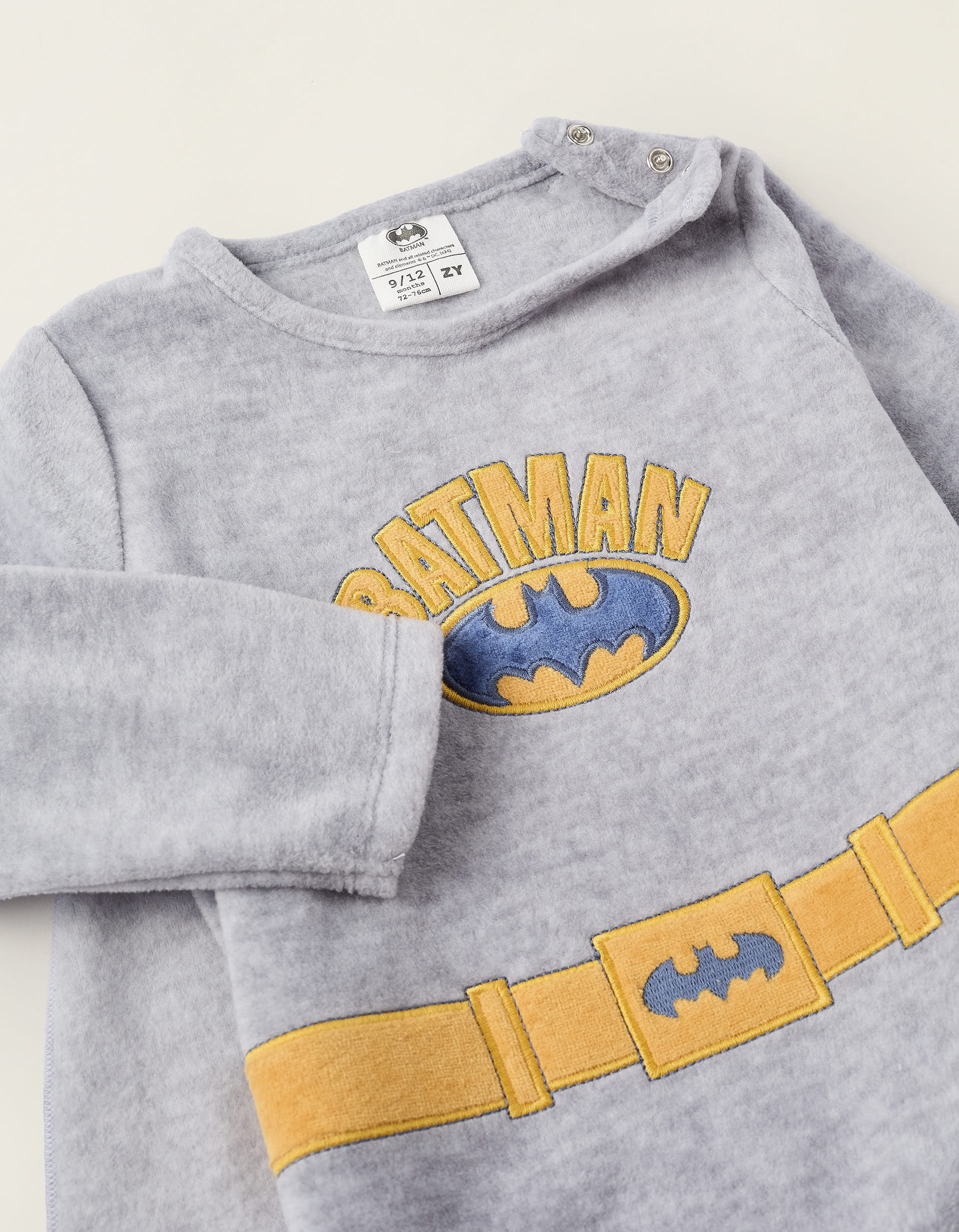 Grenouillère Polaire avec Cape Amovible pour Bébé Garçon 'Batman', Gris