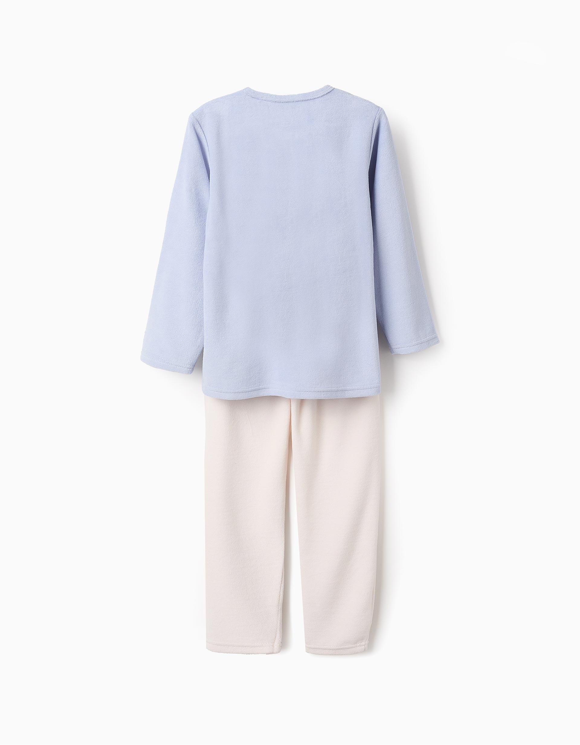 Pyjama en Velours Imprimé avec Volants pour Fille 'Magic', Bleu/Beige