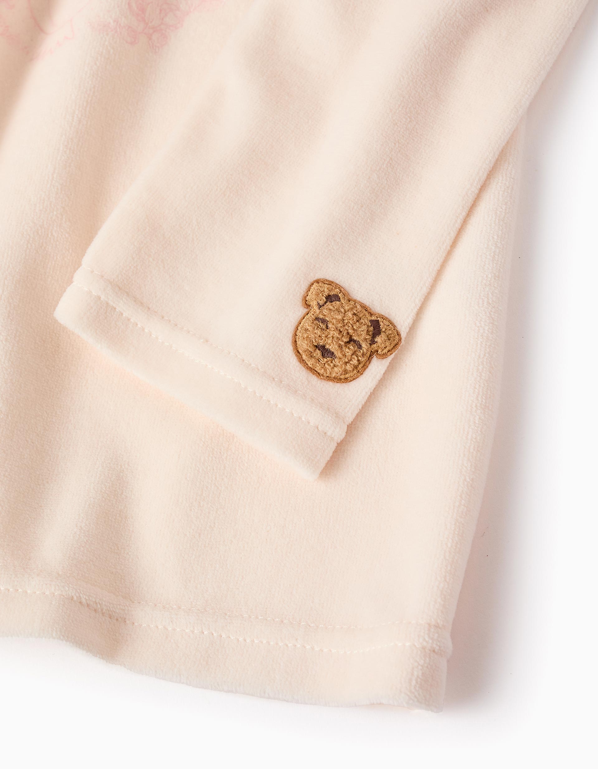 Velour Pyjama with Printed Owls for Girls, Pink