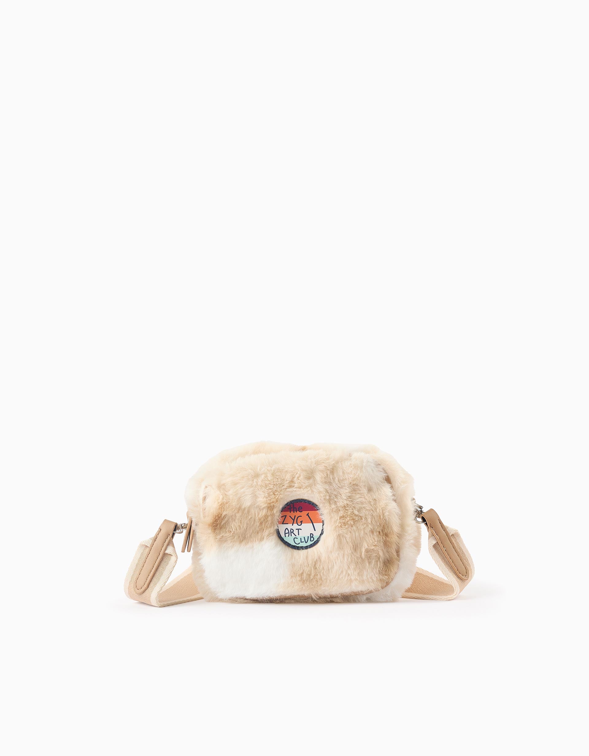 Bolso Bandolera Con Pelo Sintético para Bebé y Niña, Beige