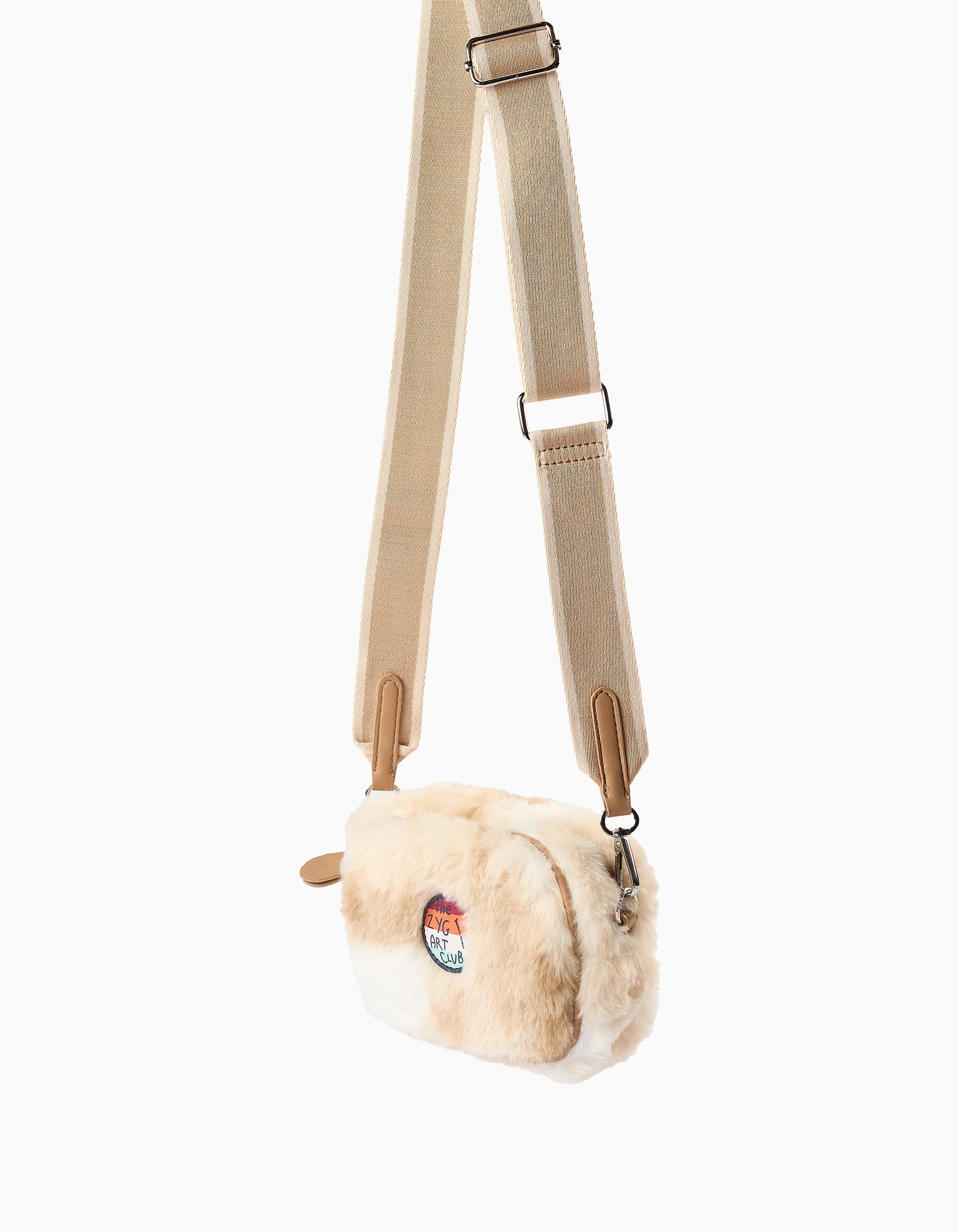 Crossbody Bag with Synthetic Fur for Baby Girls, Beige