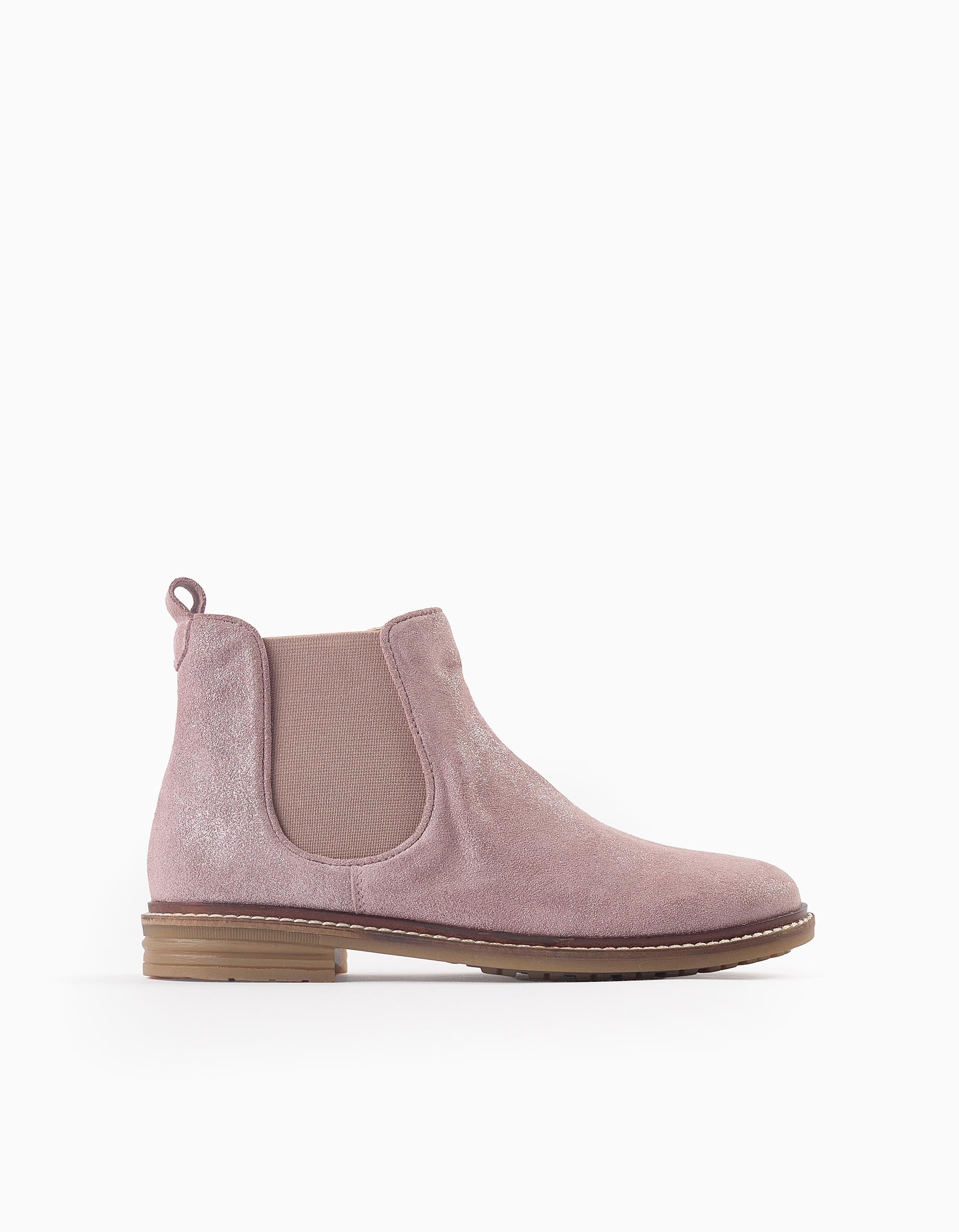 Botas de Camurça com Brilhantes para Menina, Rosa