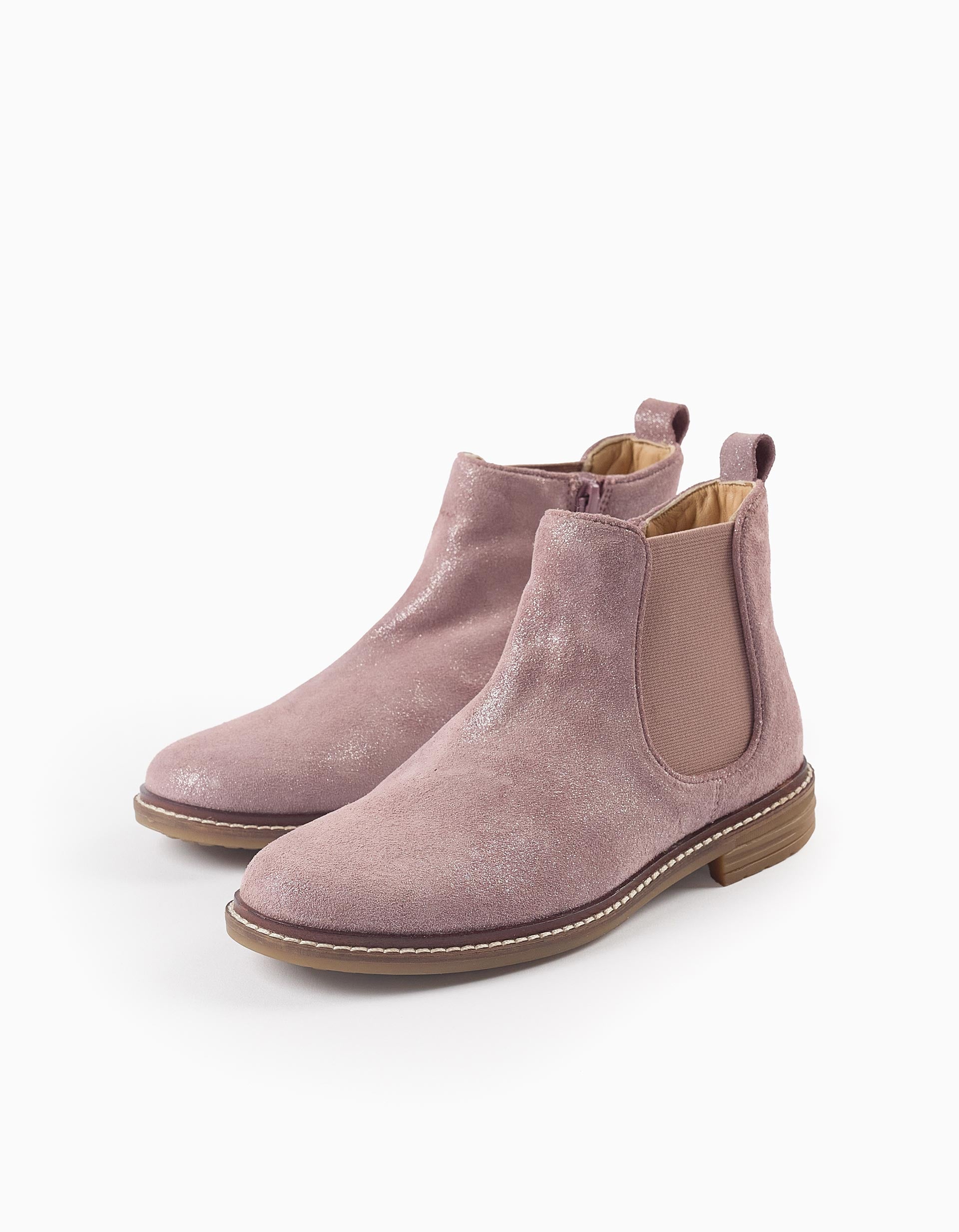 Botas de Camurça com Brilhantes para Menina, Rosa