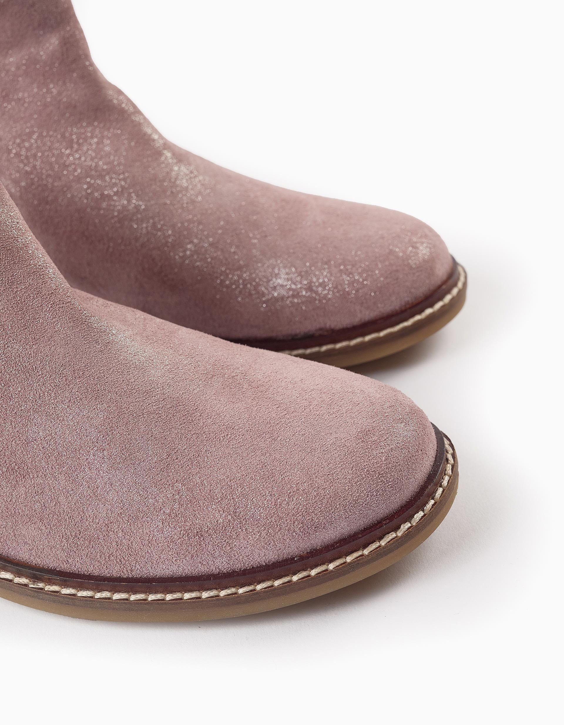 Botas de Camurça com Brilhantes para Menina, Rosa