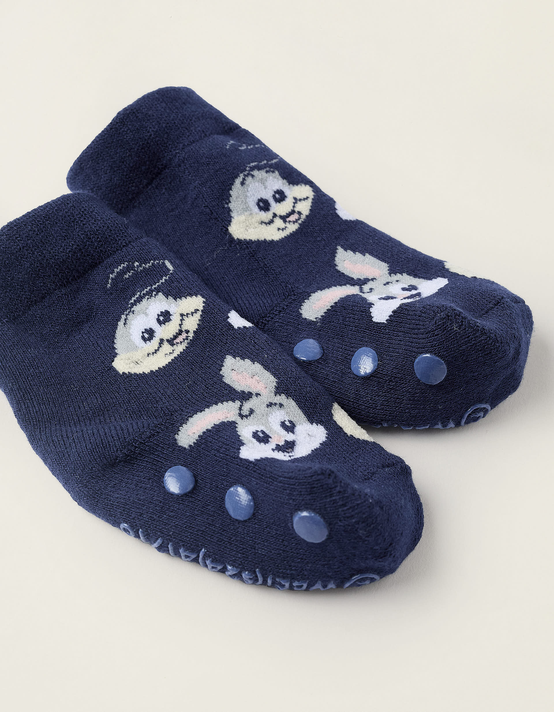 Chaussettes Antidérapantes pour Bébé Garçon 'Looney Tunes', Bleu Foncé