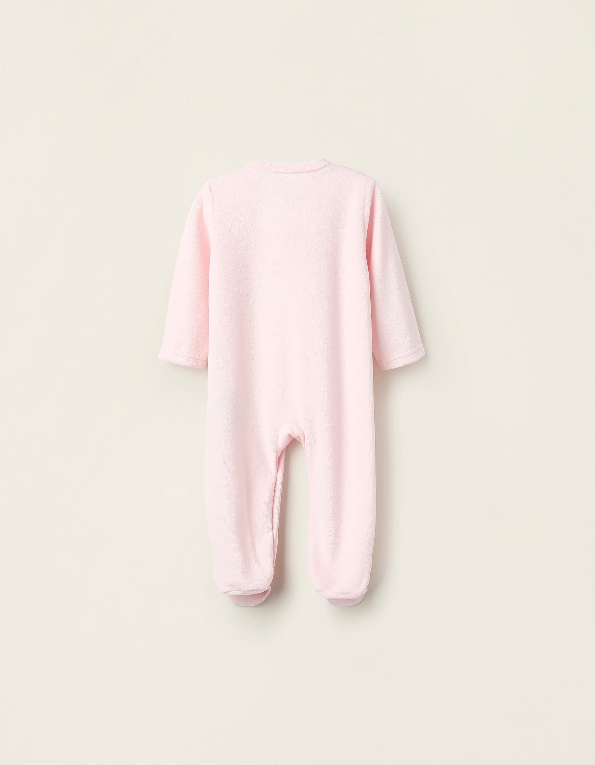 Velours Sleepsuit for Baby Girls 'Owl', Pink/White