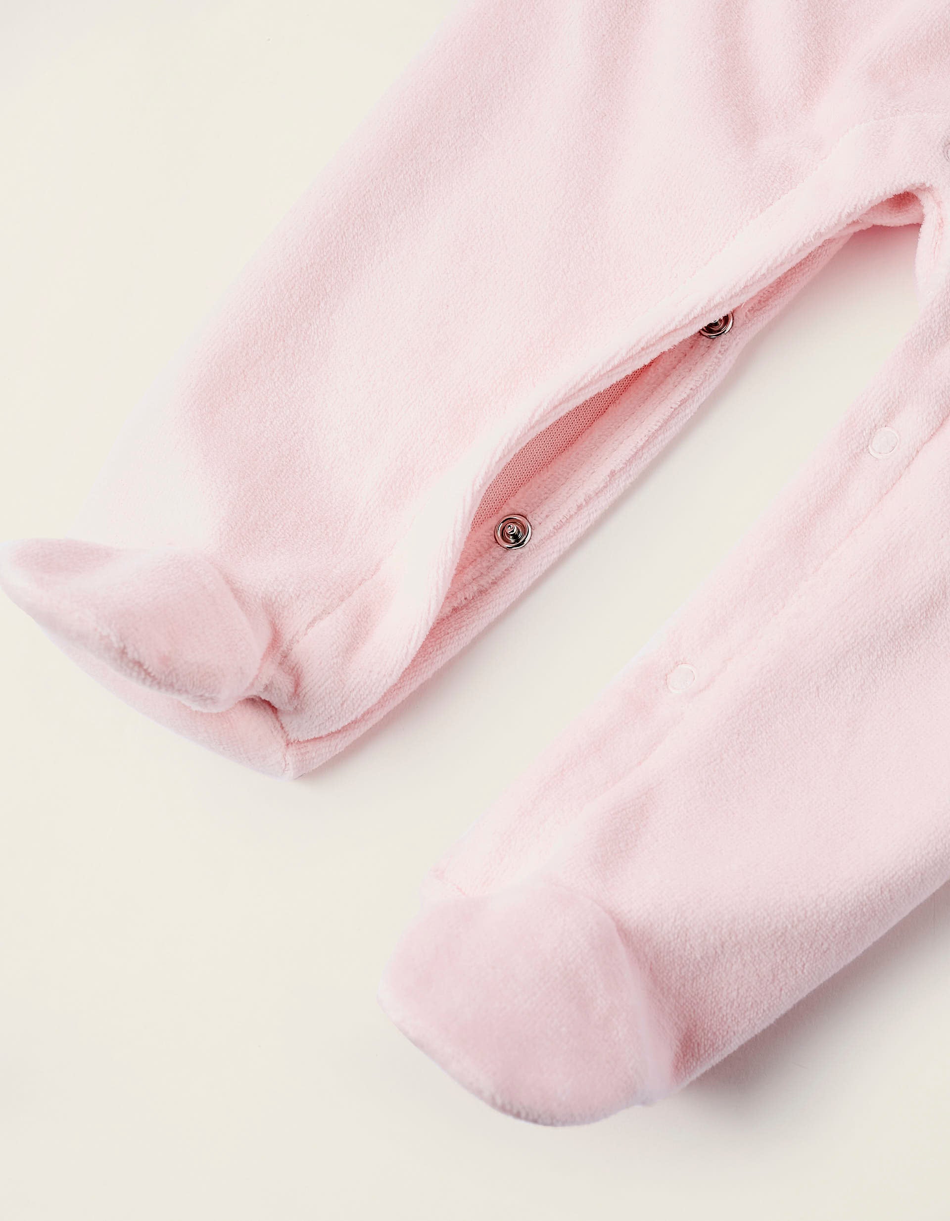 Babygrow de Veludo para Bebé Menina 'Coruja', Rosa/Branco