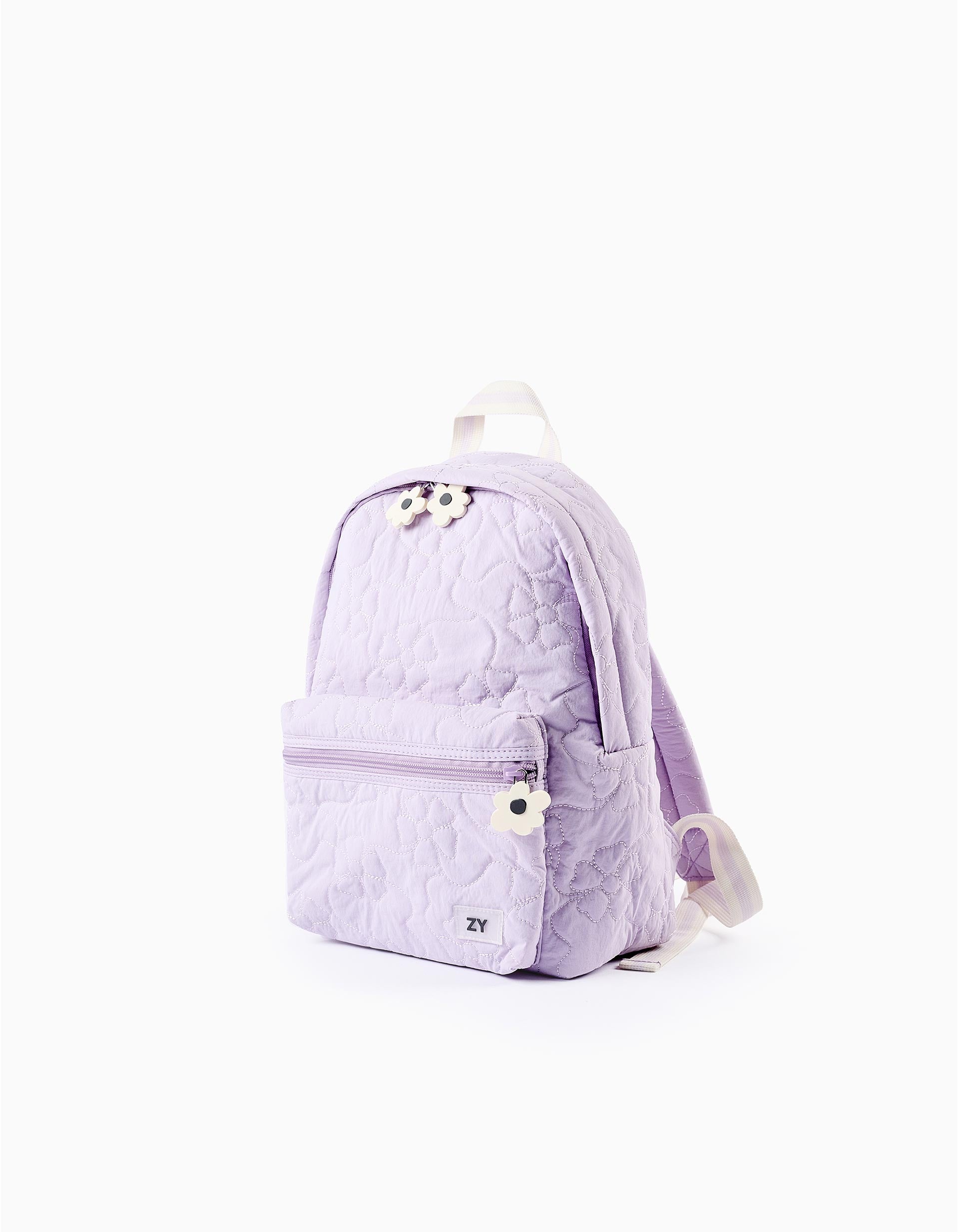 Mochila Almofadada Floral para Bebé e Menina , Lilás