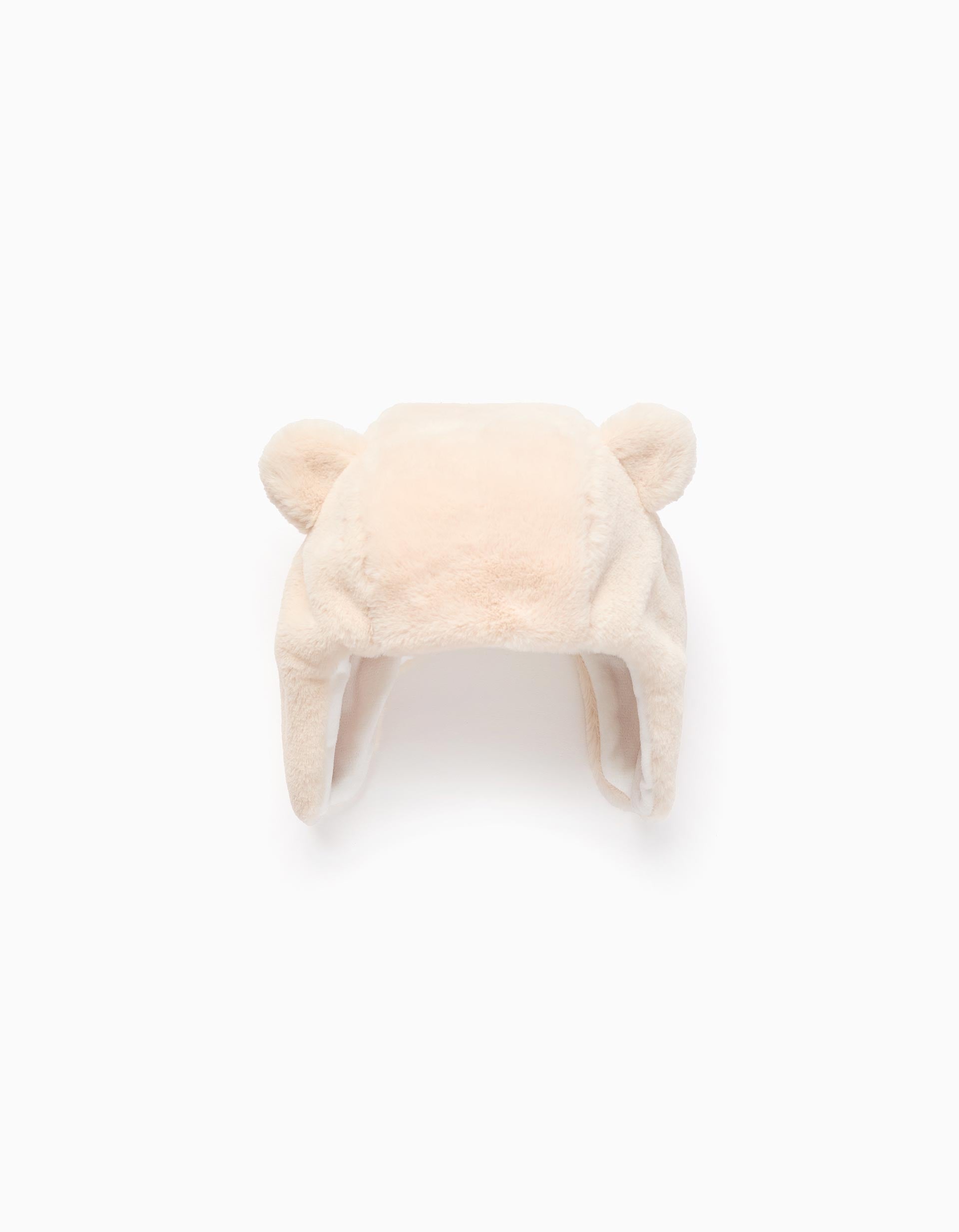 Bonnet En Fausse Fourrure Avec Oreilles Pour Bébé Fille, Beige