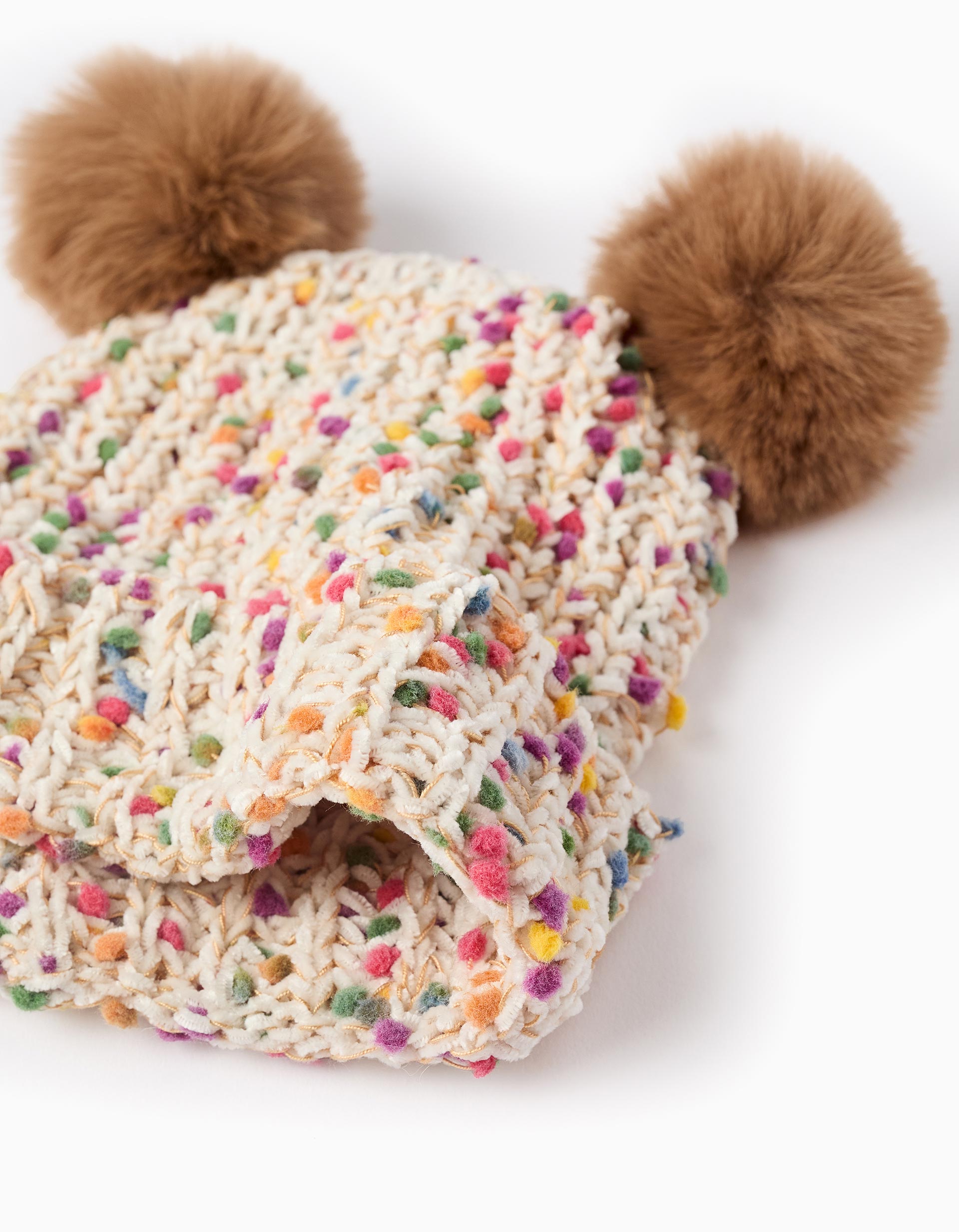 Gorro com Pompons para Bebé Menina, Multicolor