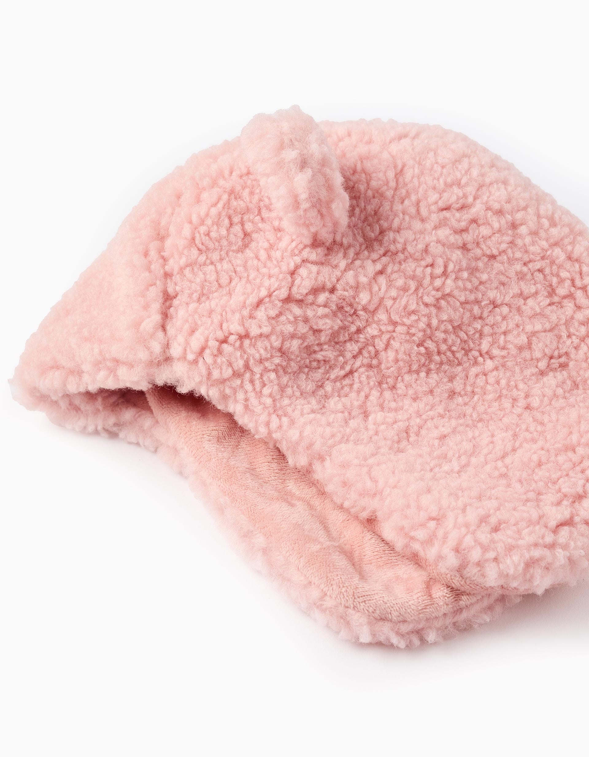 Bonnet en Sherpa avec Oreilles pour Bébé Fille, Rose